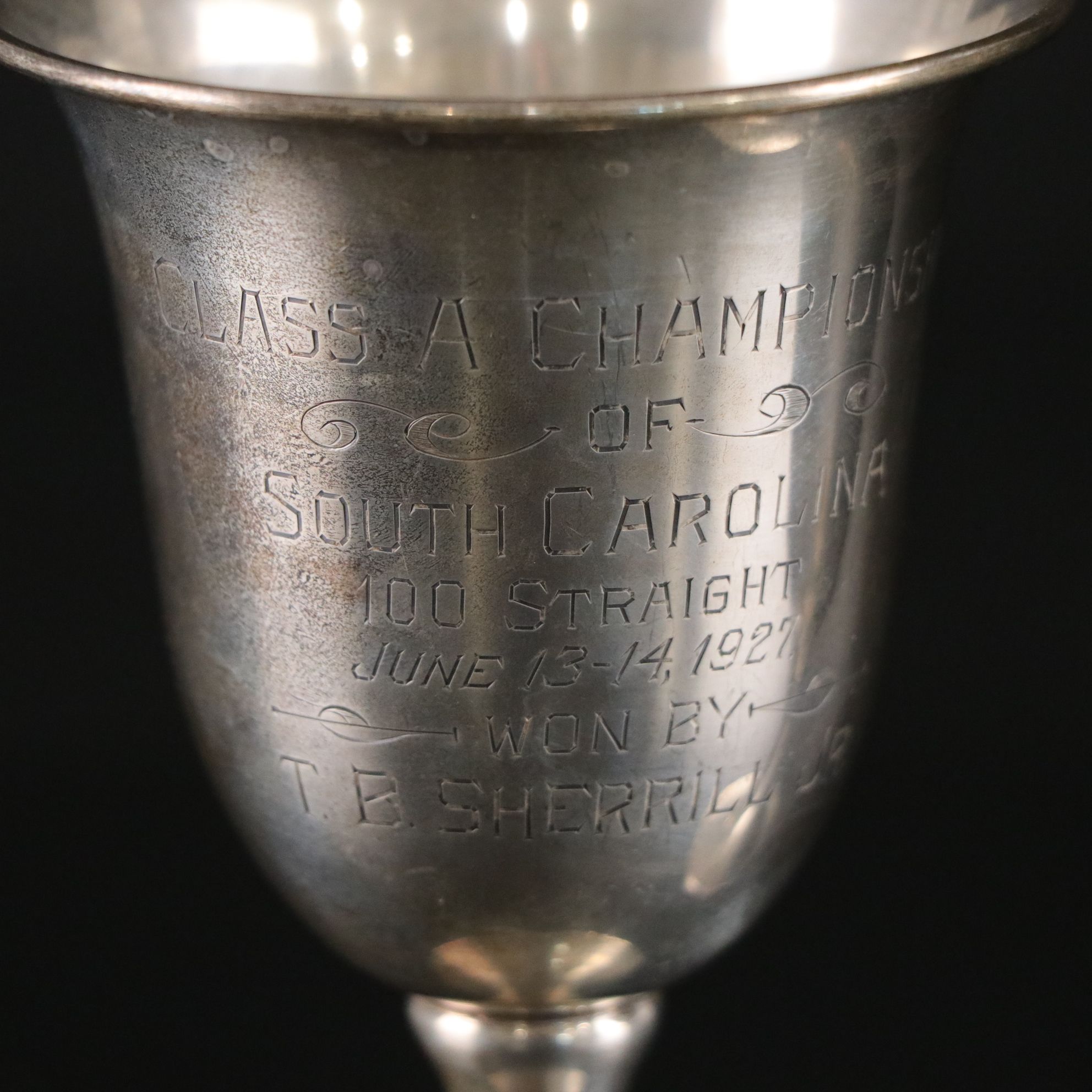 Inscribed Sterling Silver Trophy Goblets, Mid-20th Century