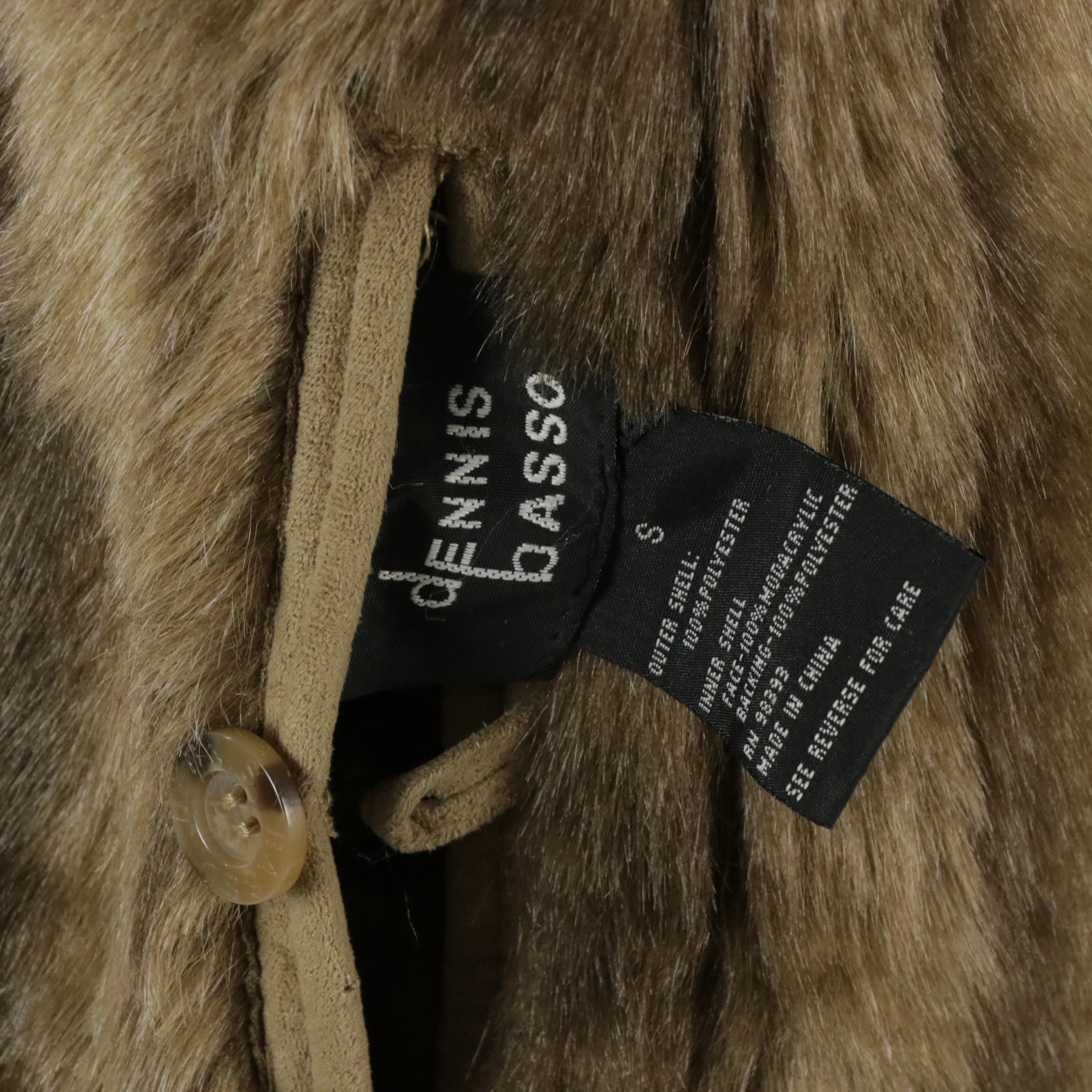 Dennis Basso Faux Shearling and Faux Fur Reversible Hooded Coat