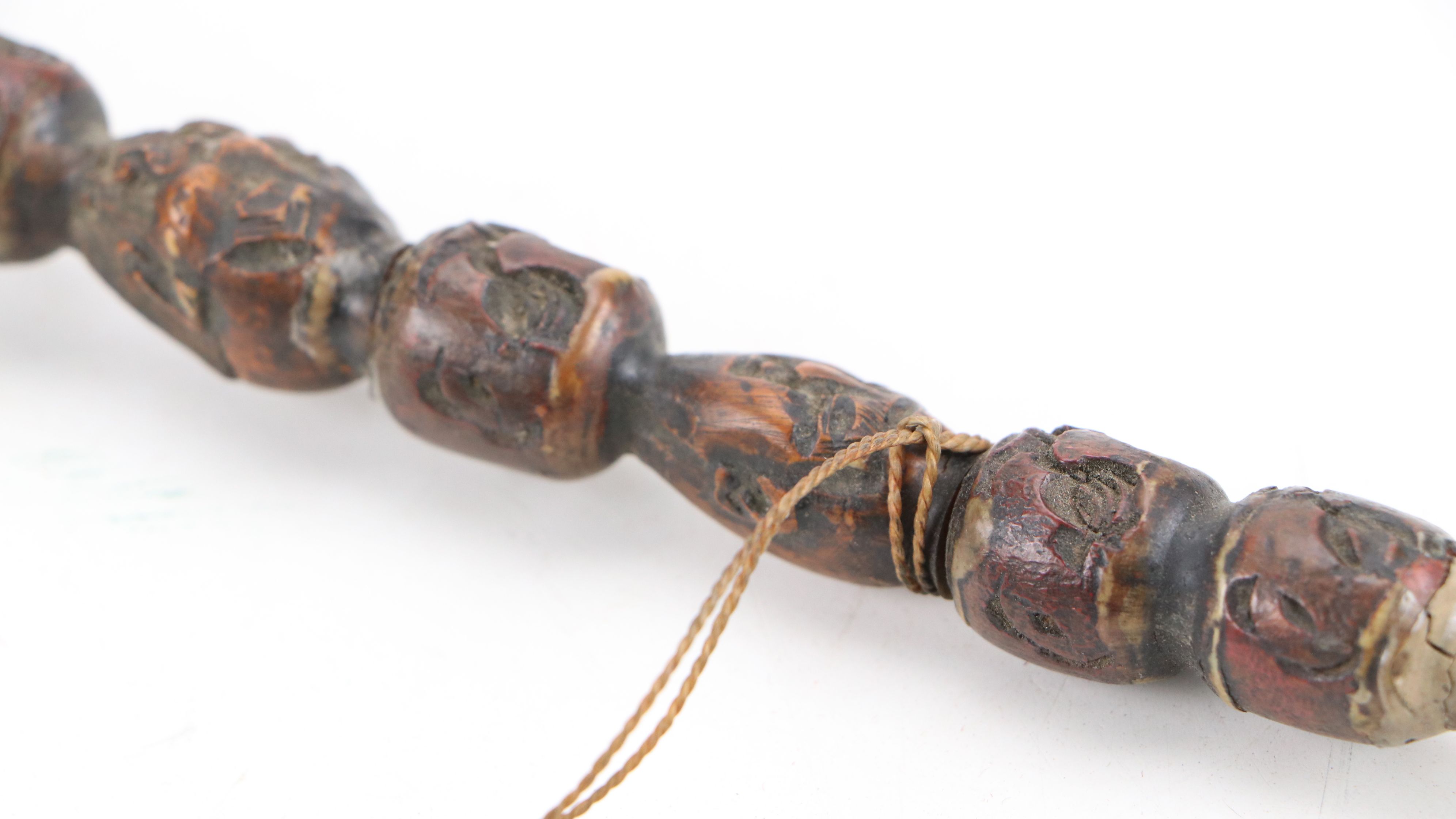 Chinese Bell-Shaped Ink Stone with Japanese Carved Wood Smoking Pipe