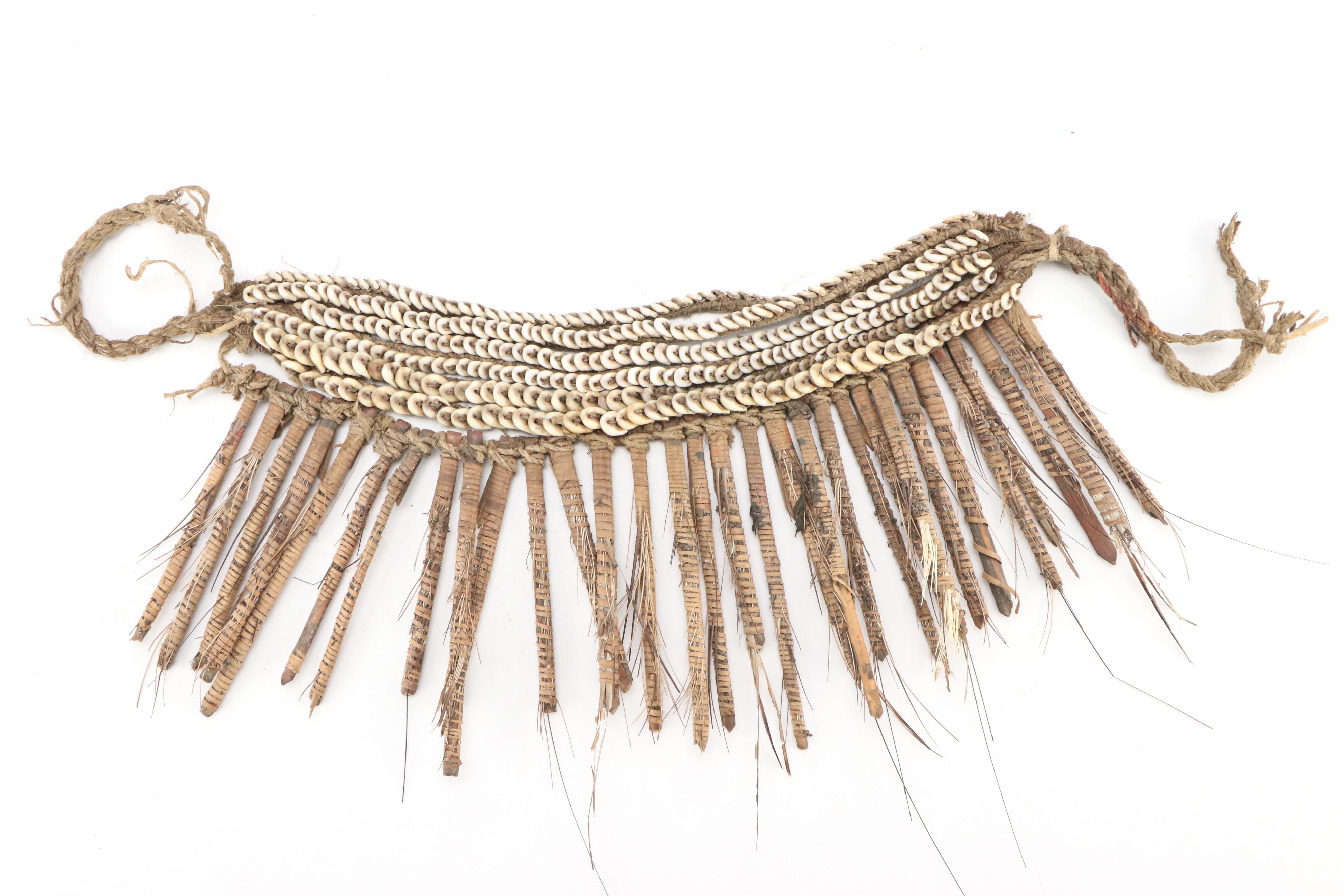 Papua New Guinea Nassa Shell Necklace with Cowrie Shell Reptilian Ornament