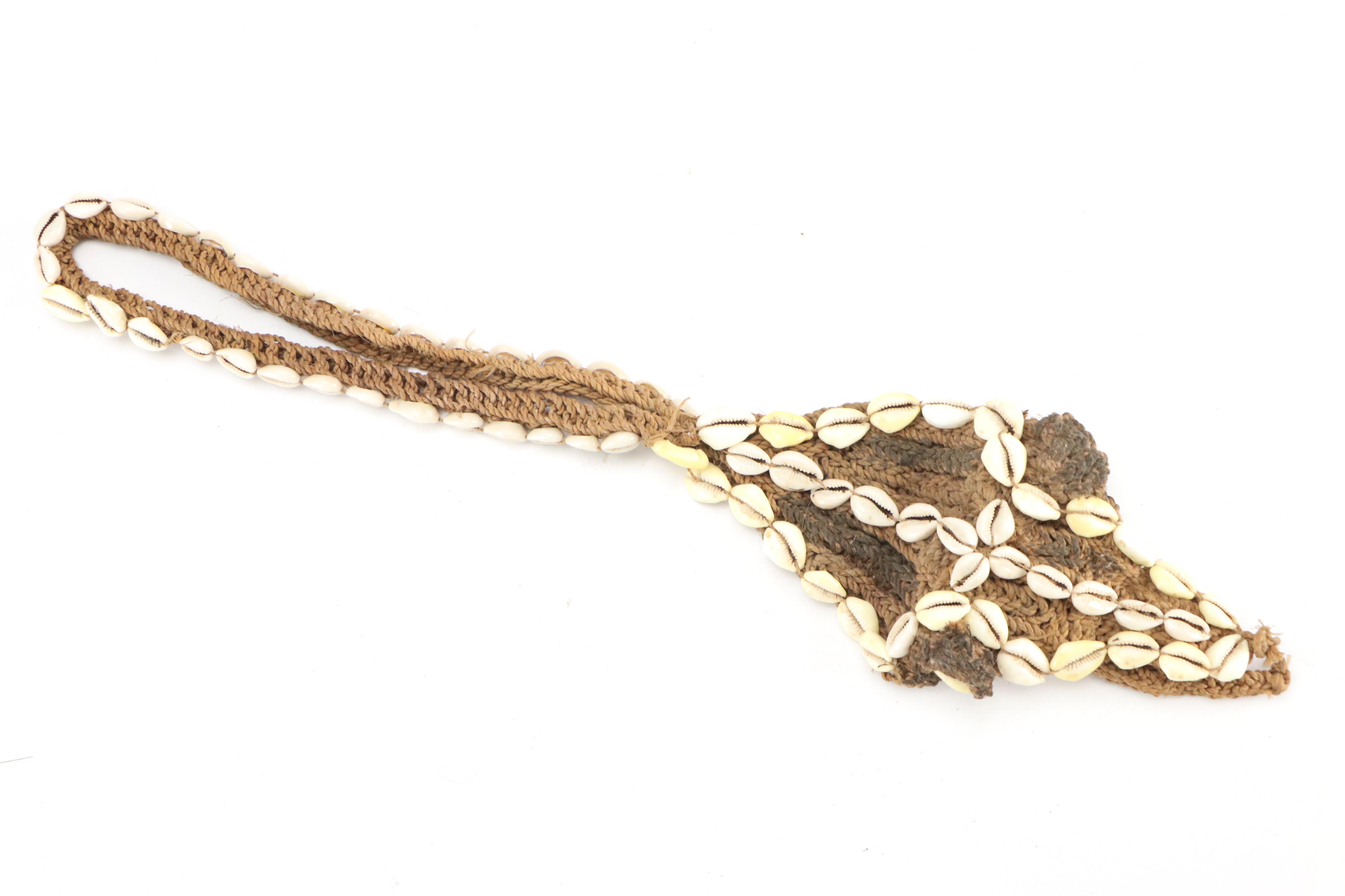 Papua New Guinea Nassa Shell Necklace with Cowrie Shell Reptilian Ornament