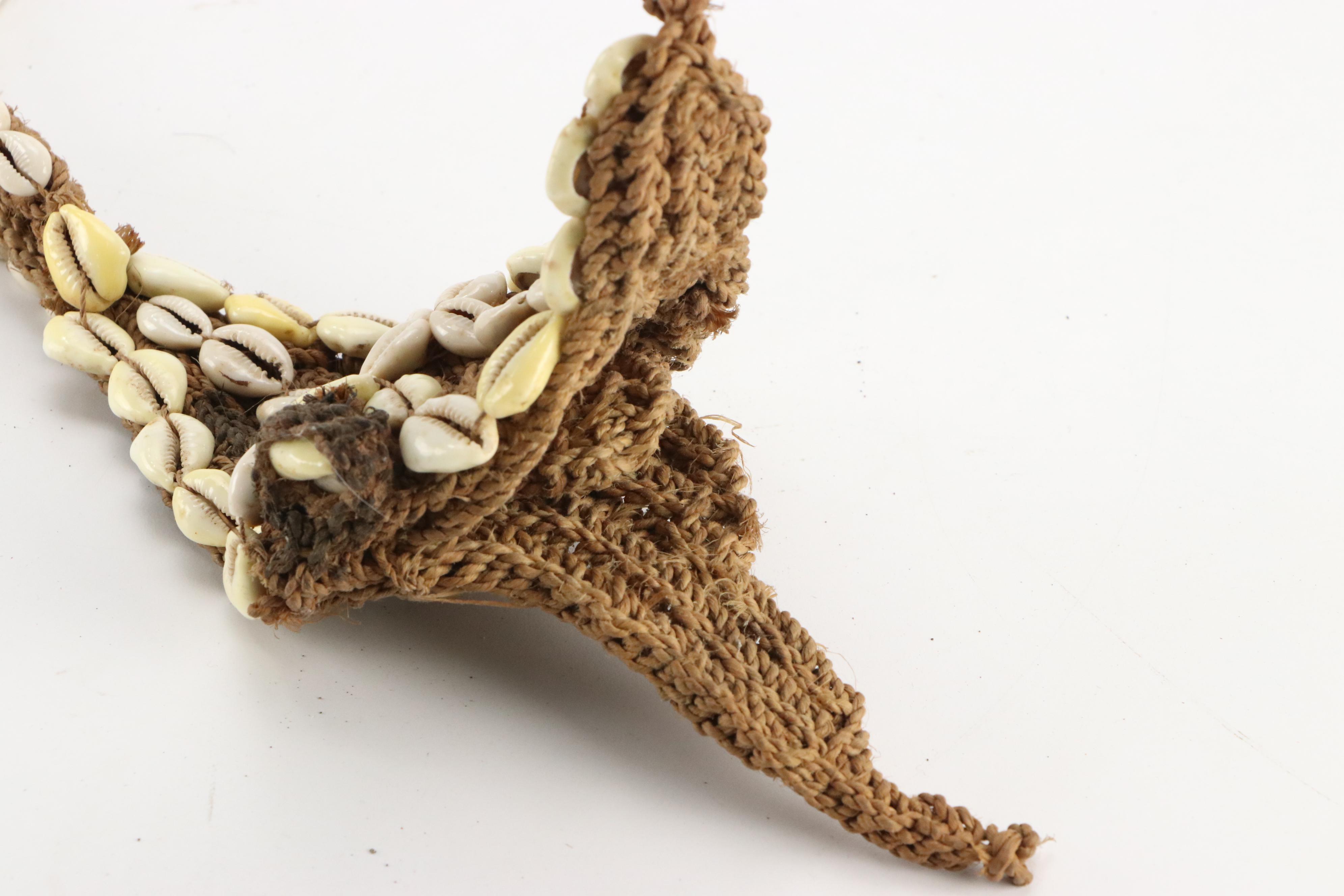 Papua New Guinea Nassa Shell Necklace with Cowrie Shell Reptilian Ornament