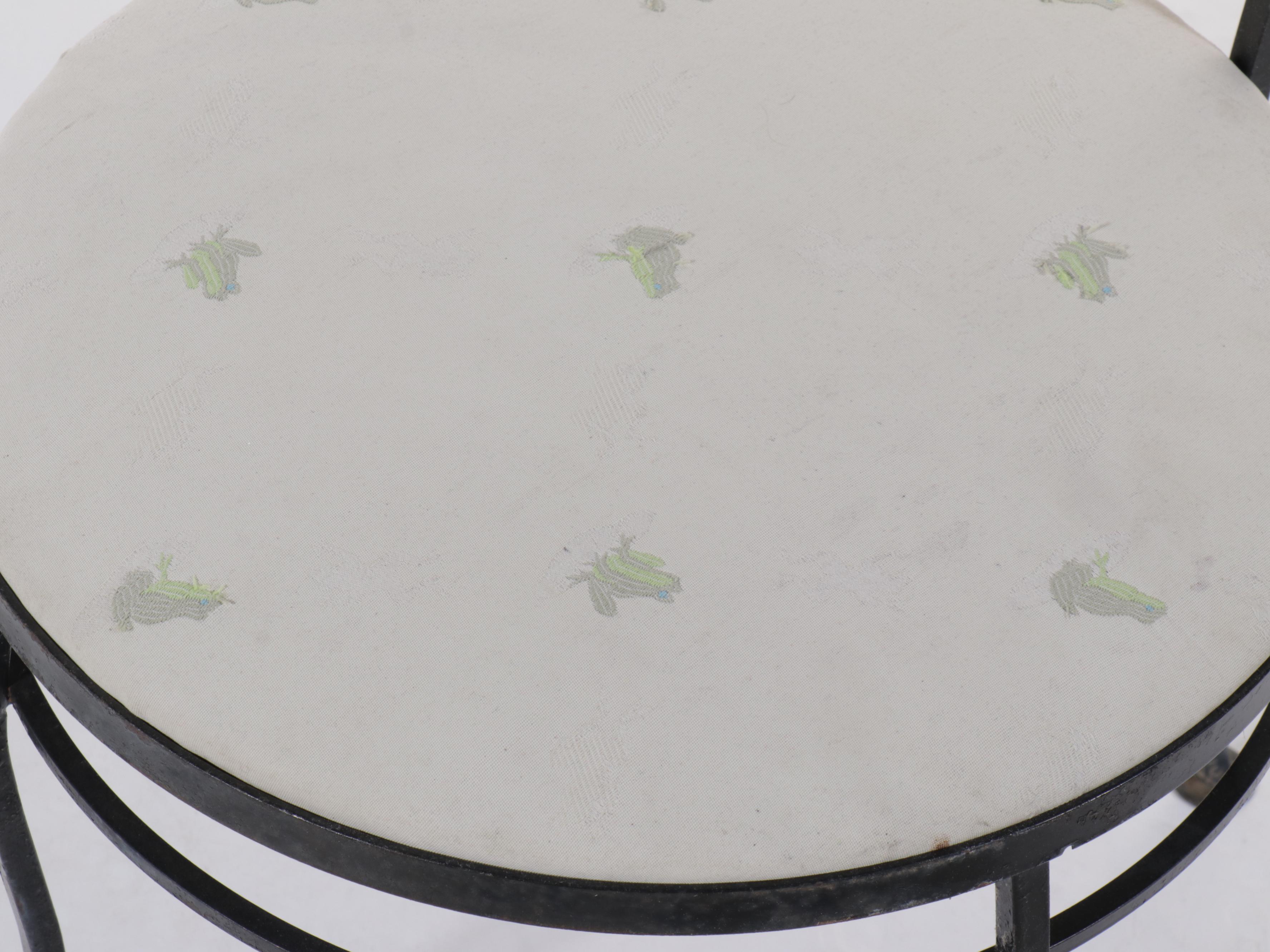 Painted Metal Frame Glass-Top Patio Dining Table and Four Chairs