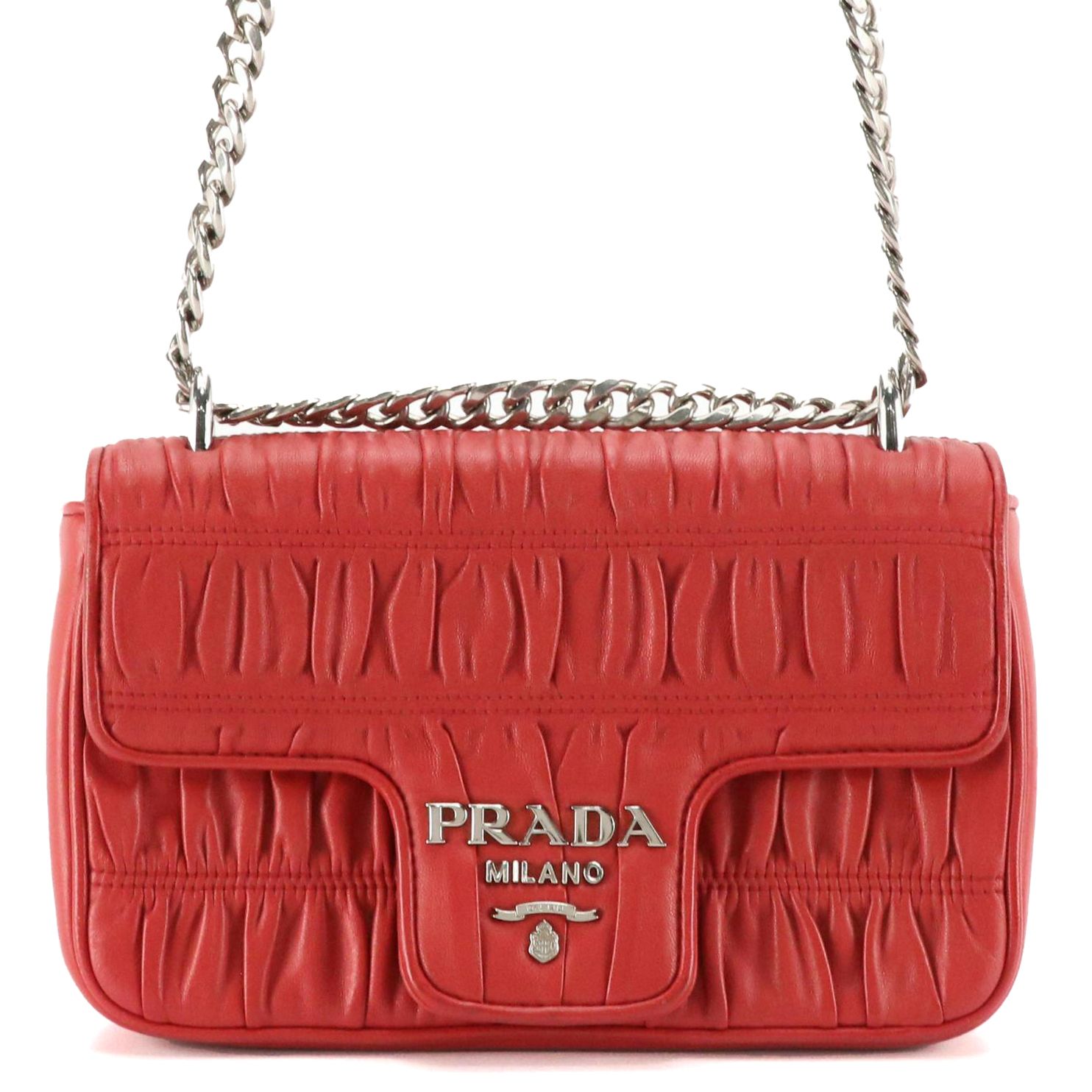 Prada Chain Strap Bag in Cherry Red Gauffré Nappa Leather
