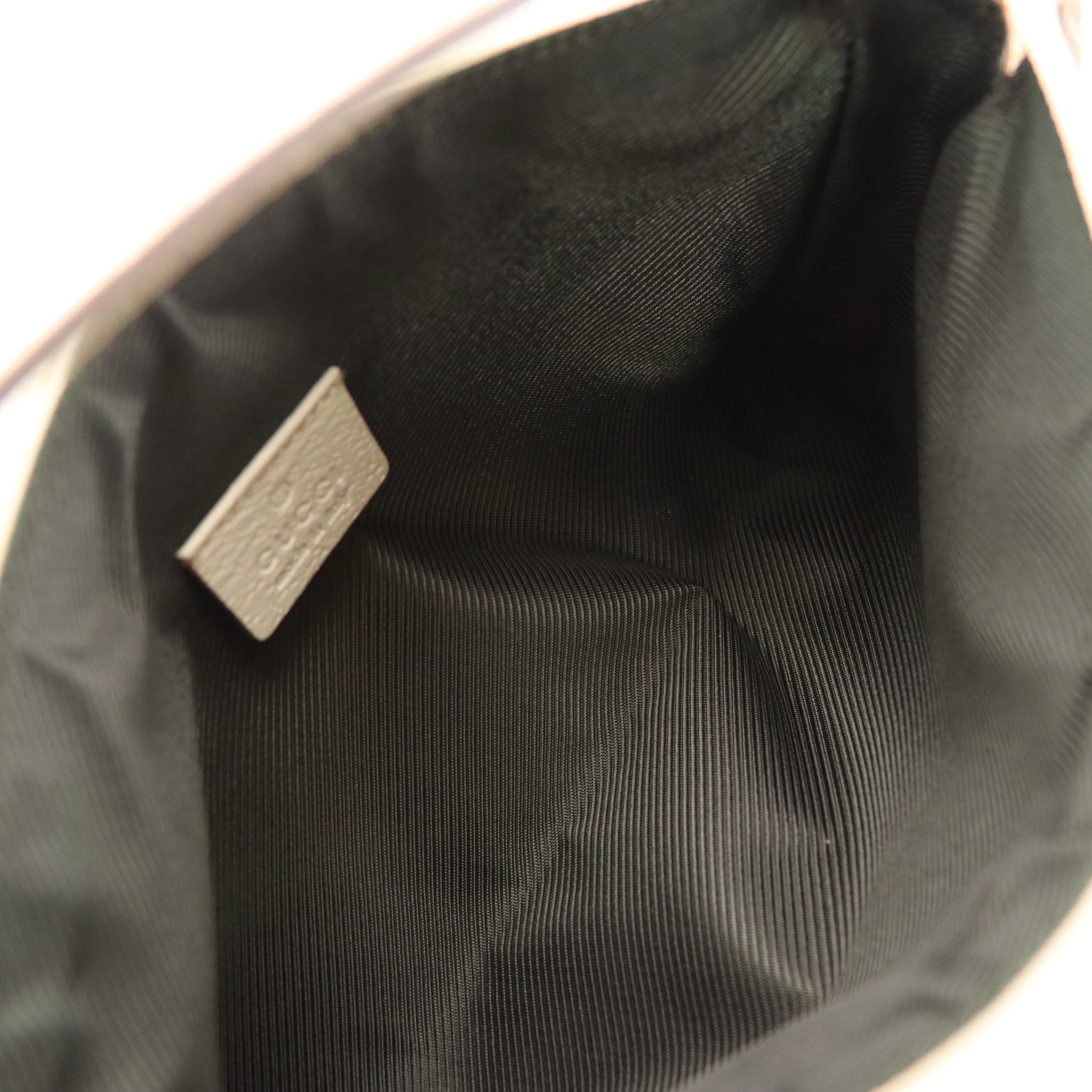 Gucci D-Ring Zip Pochette in Baby Pink GG Canvas & Ivory Cinghiale Leather Trim