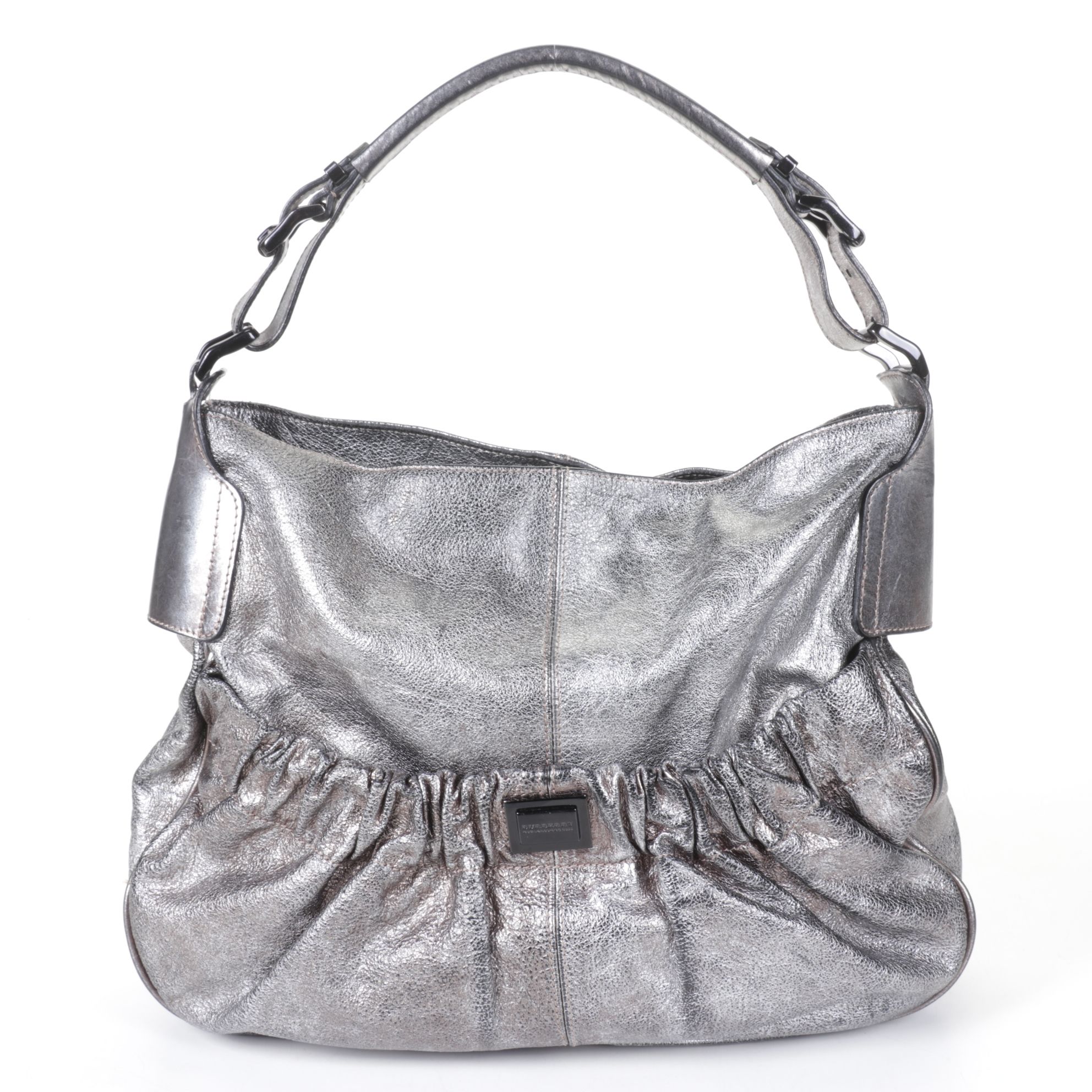 Burberry Warrior Embellished Metallic Leather Satchel