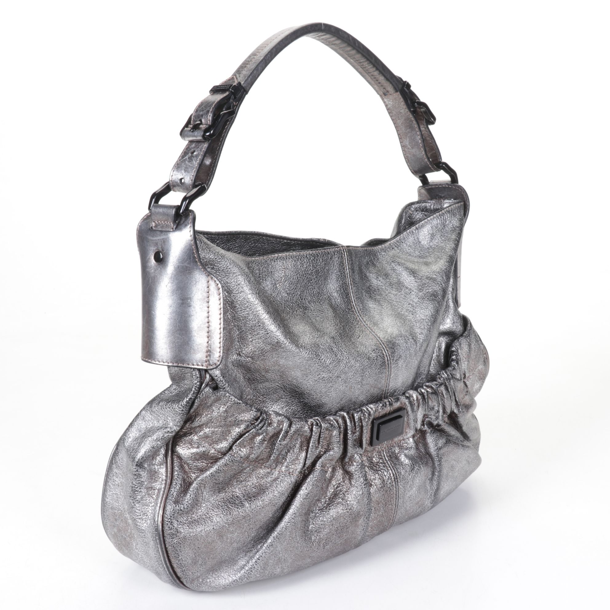 Burberry Warrior Embellished Metallic Leather Satchel