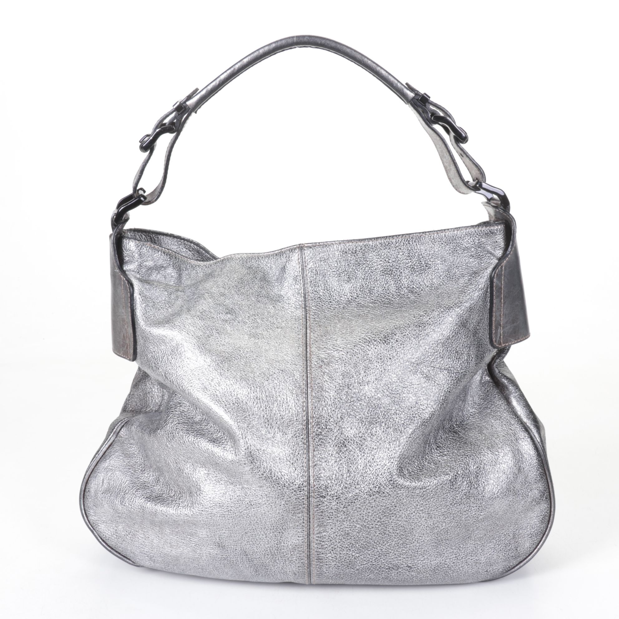 Burberry Warrior Embellished Metallic Leather Satchel