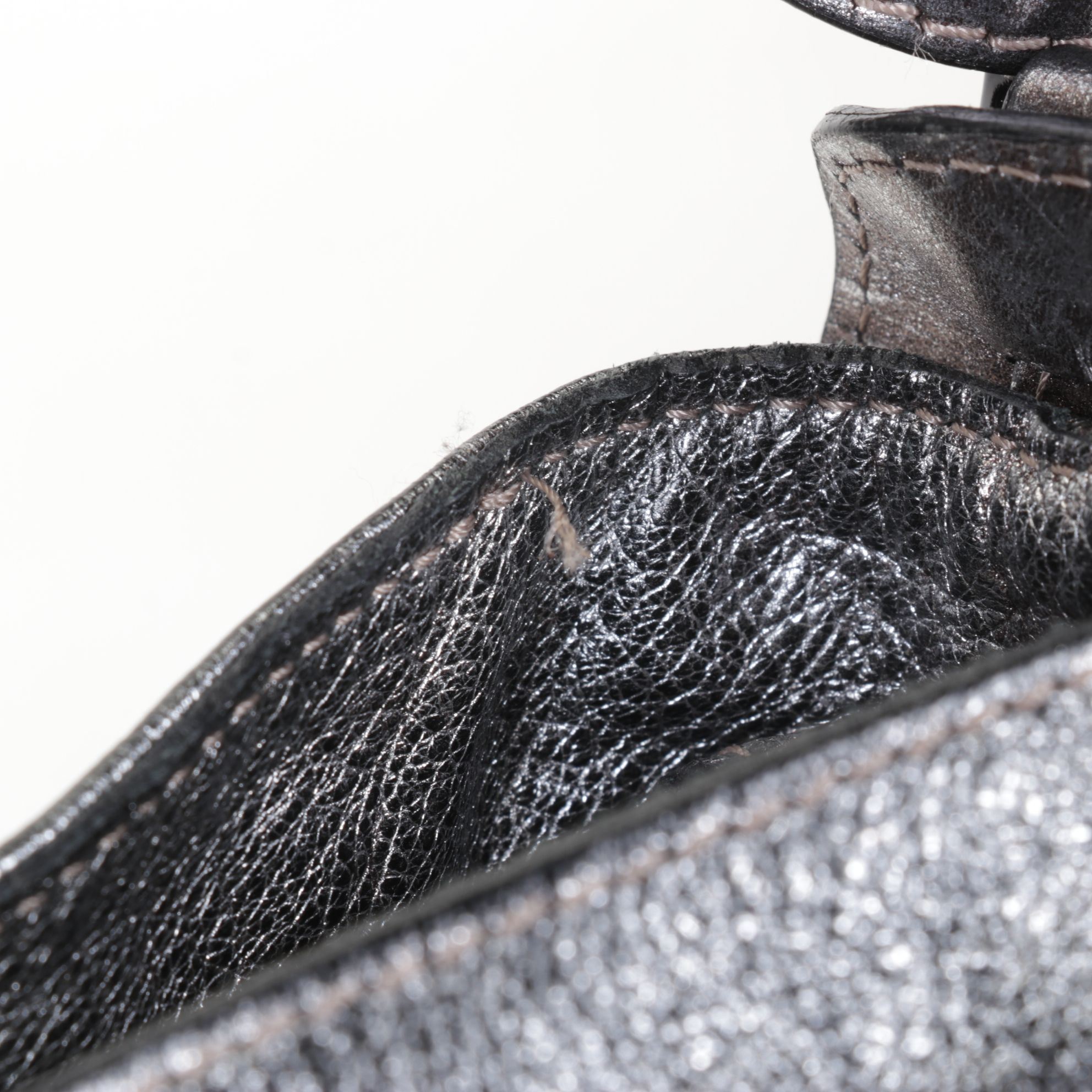 Burberry Warrior Embellished Metallic Leather Satchel