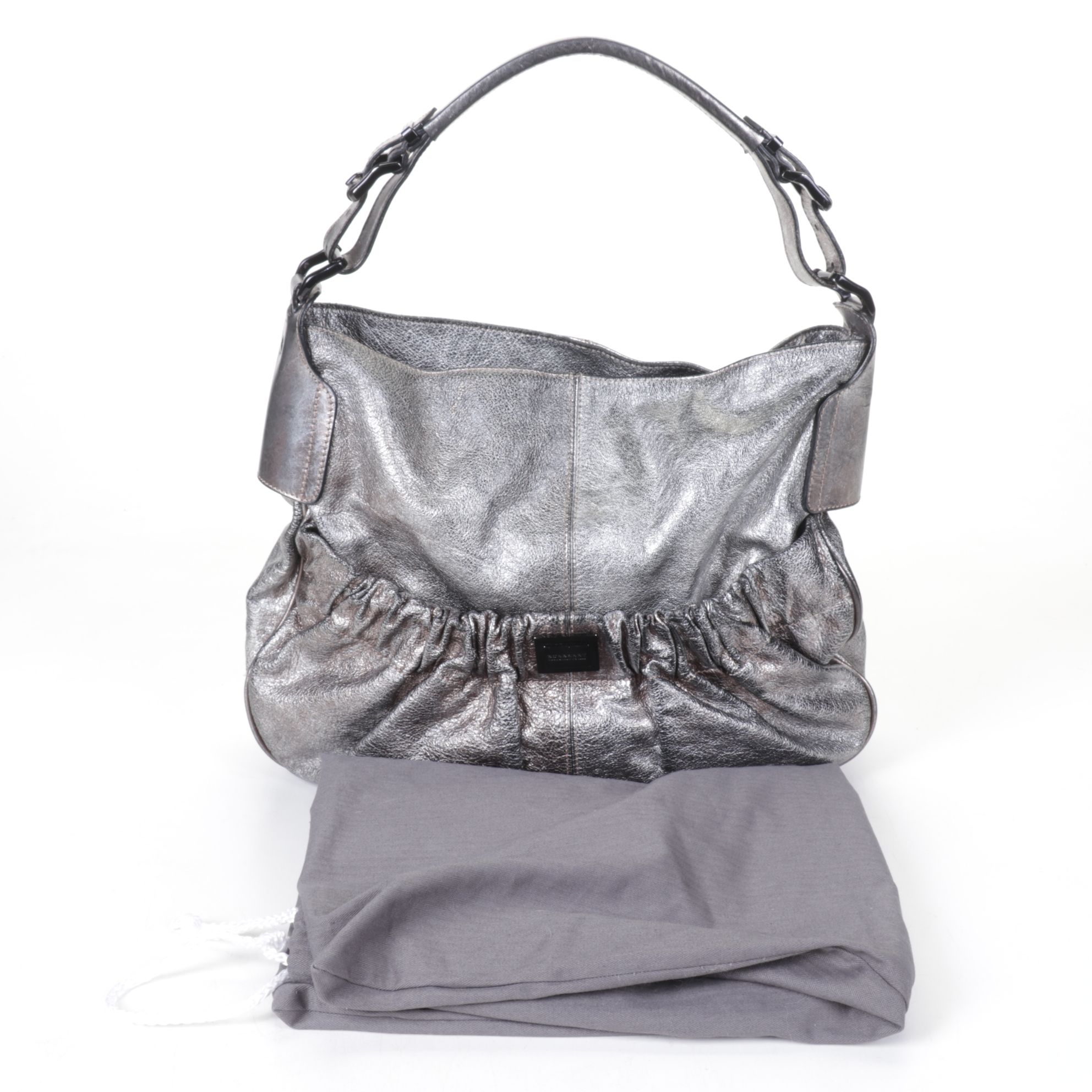 Burberry Warrior Embellished Metallic Leather Satchel