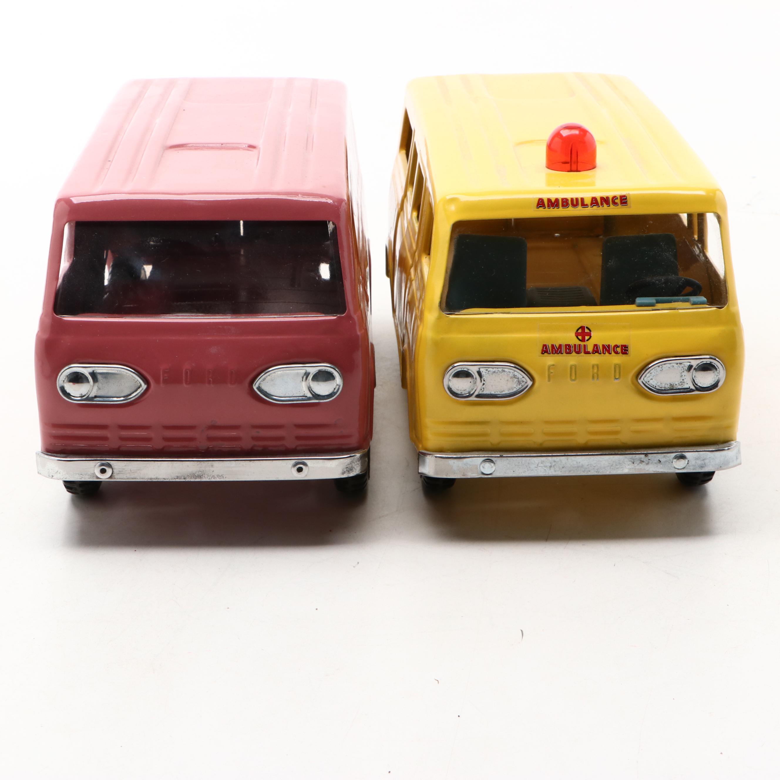 Nylint Pressed Steel Ford Econoline Van and Econoline Ambulance Van, Mid-20th C.