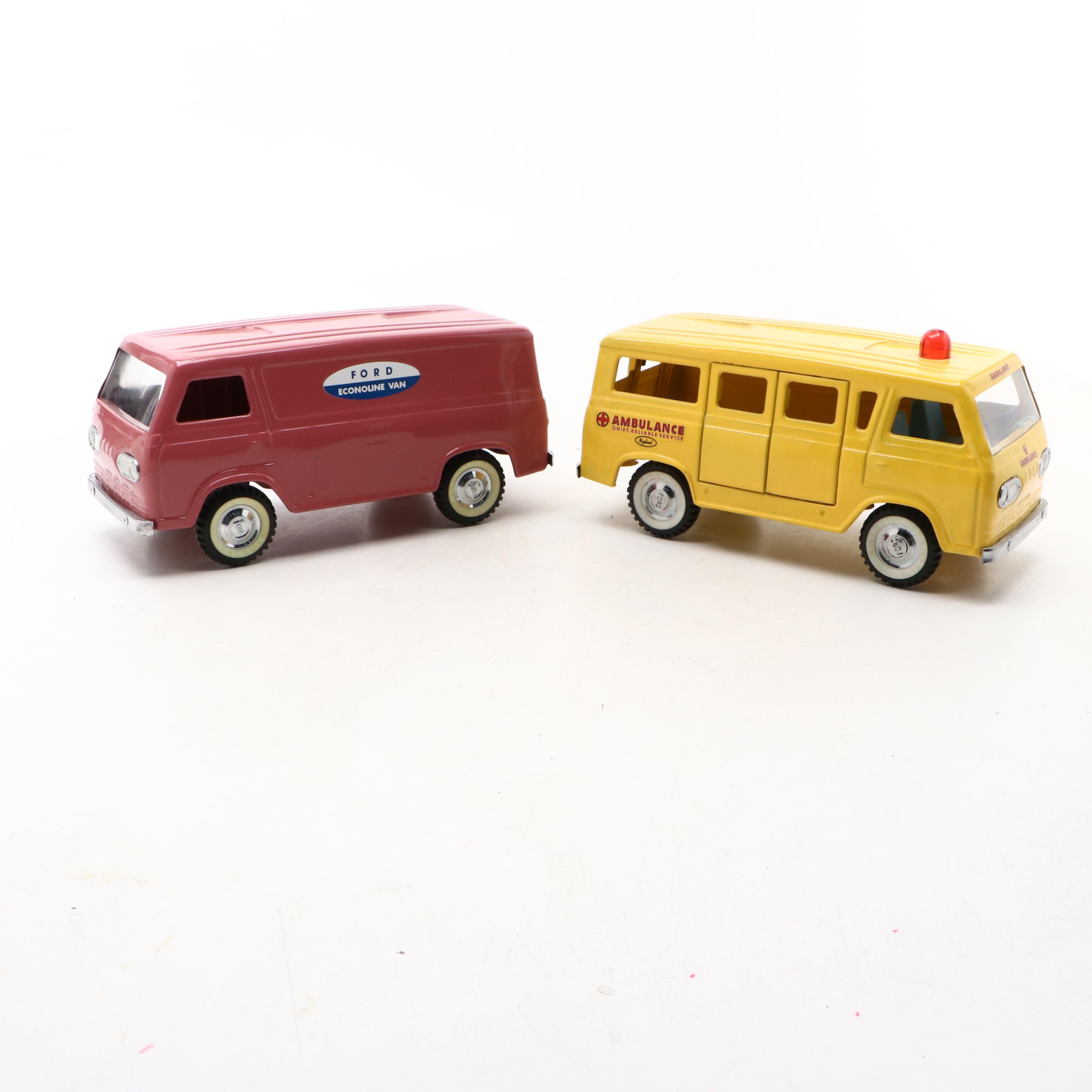 Nylint Pressed Steel Ford Econoline Van and Econoline Ambulance Van, Mid-20th C.