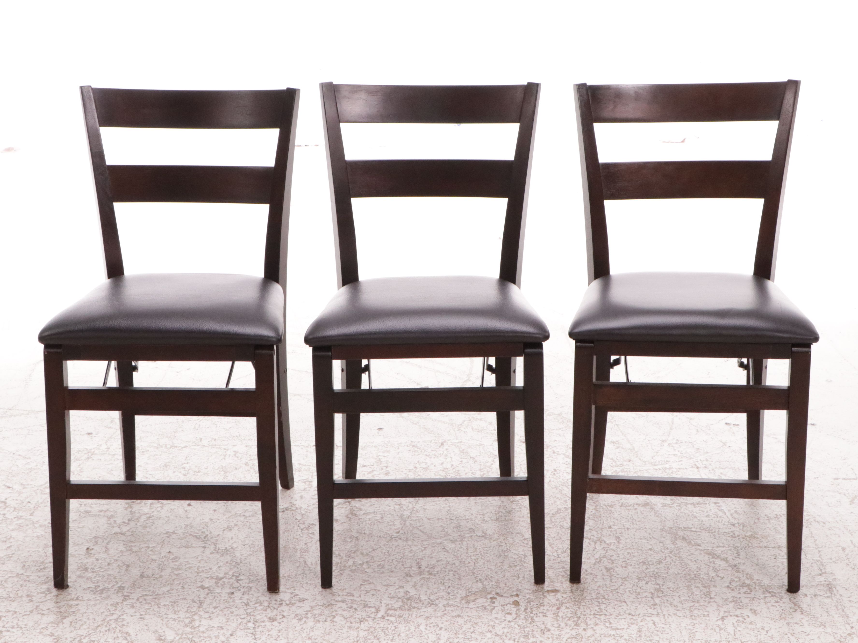 Linon Home Decor Folding Wood Chairs with Faux Leather Seats, Set of Fifteen