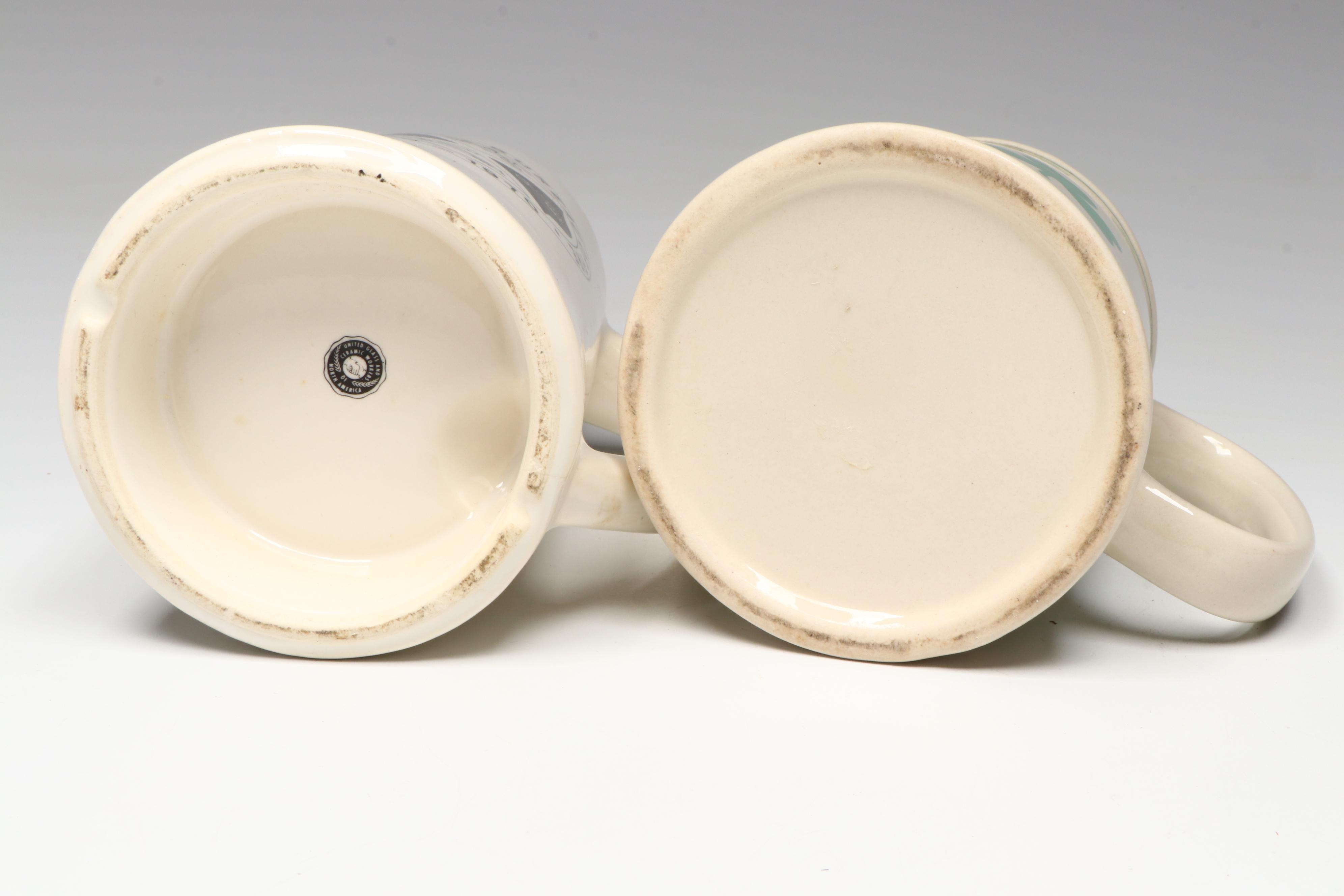 Vintage Fred Press "Circle" Tumblers with Ceramic Steins and Knife Block