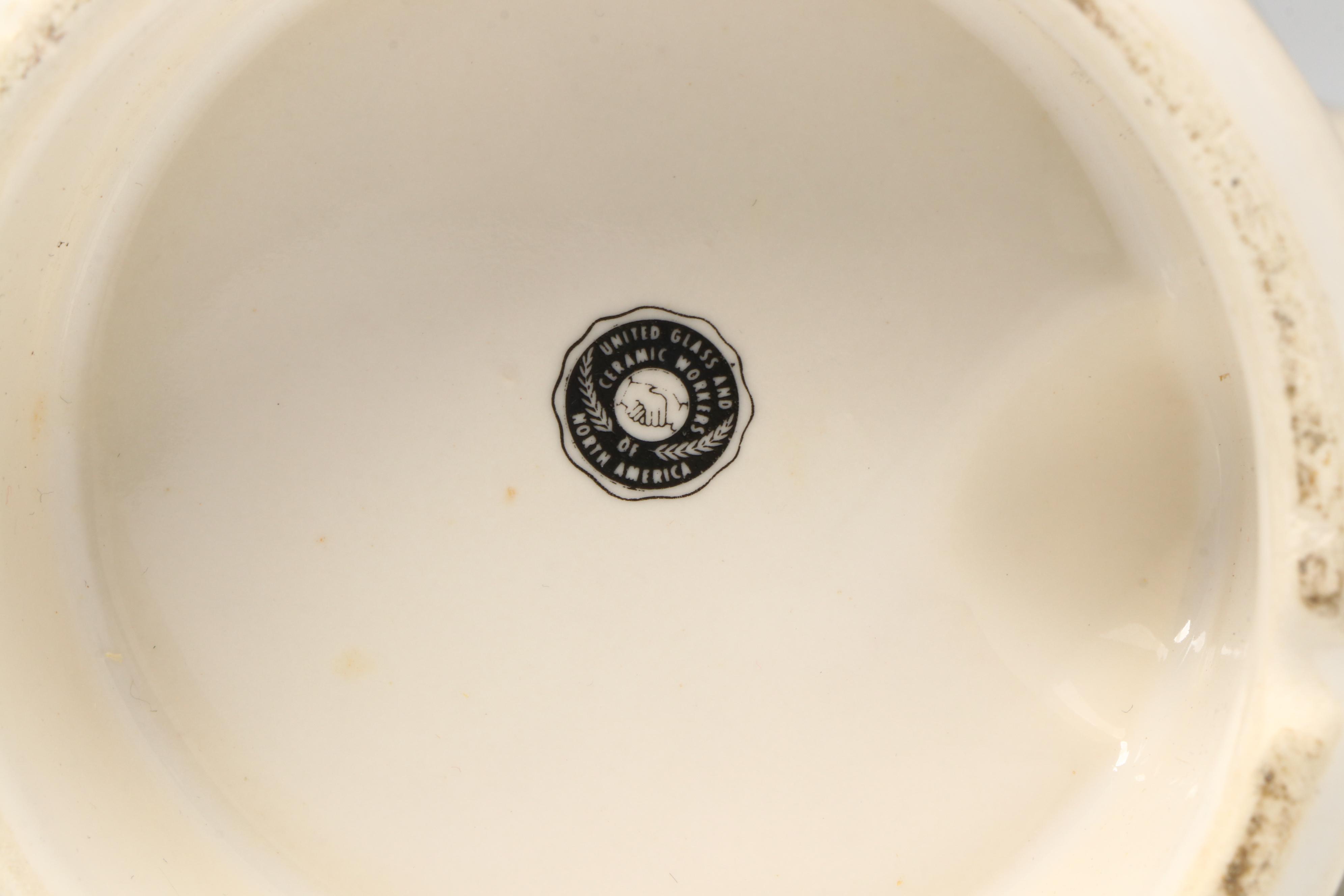 Vintage Fred Press "Circle" Tumblers with Ceramic Steins and Knife Block