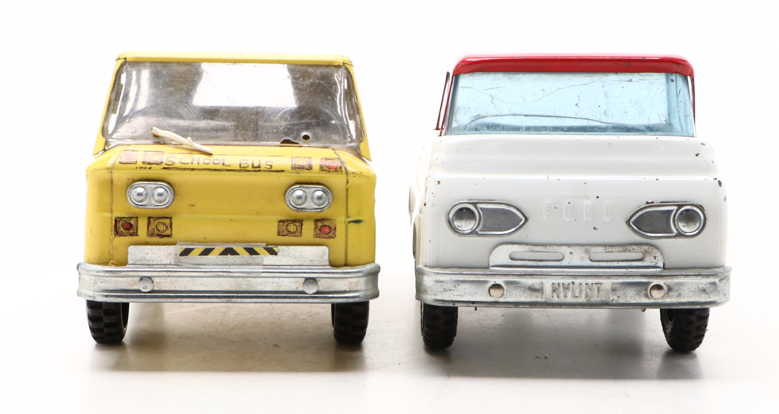 Nylint Pressed Steel Ford Econoline Truck with Structo School Bus