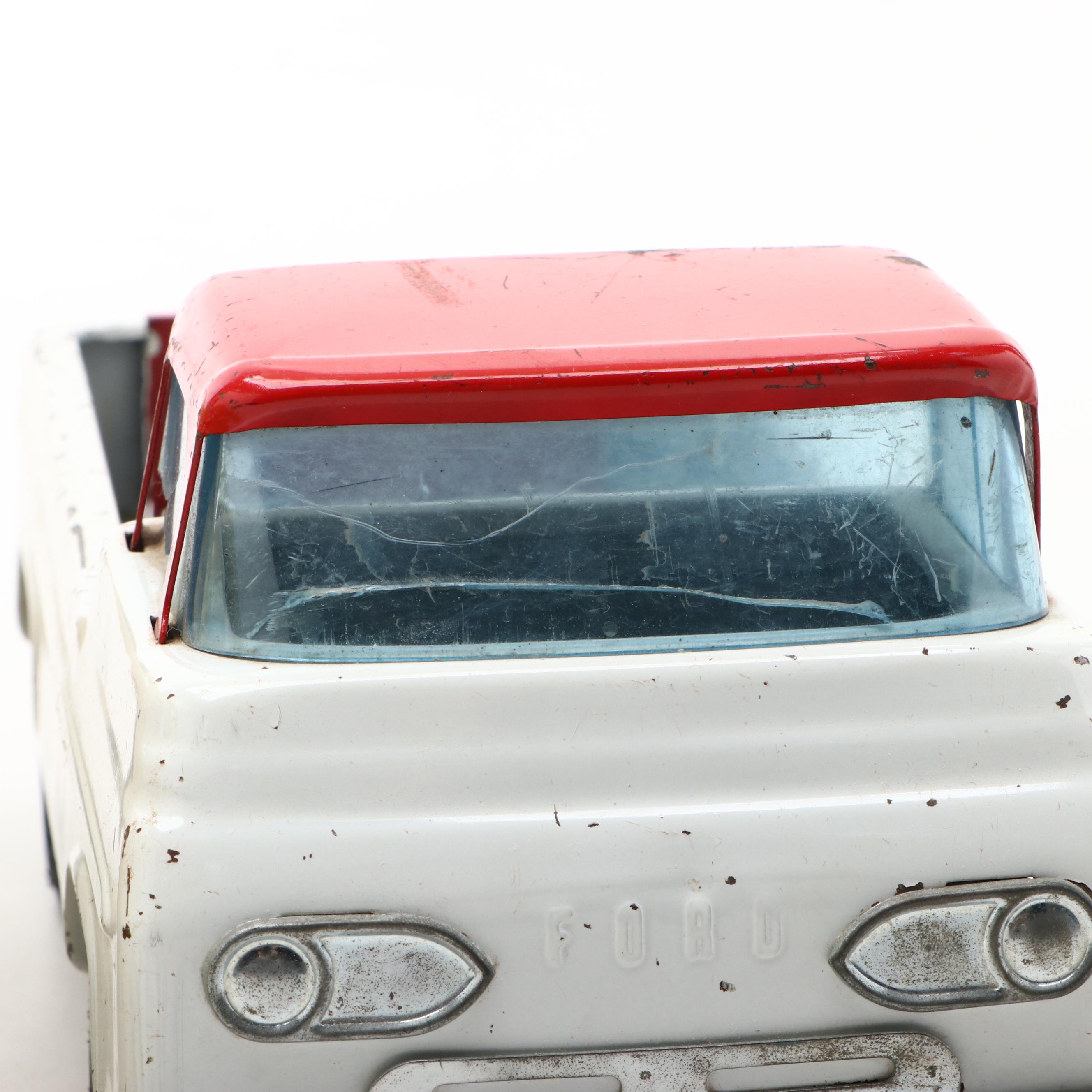 Nylint Pressed Steel Ford Econoline Truck with Structo School Bus