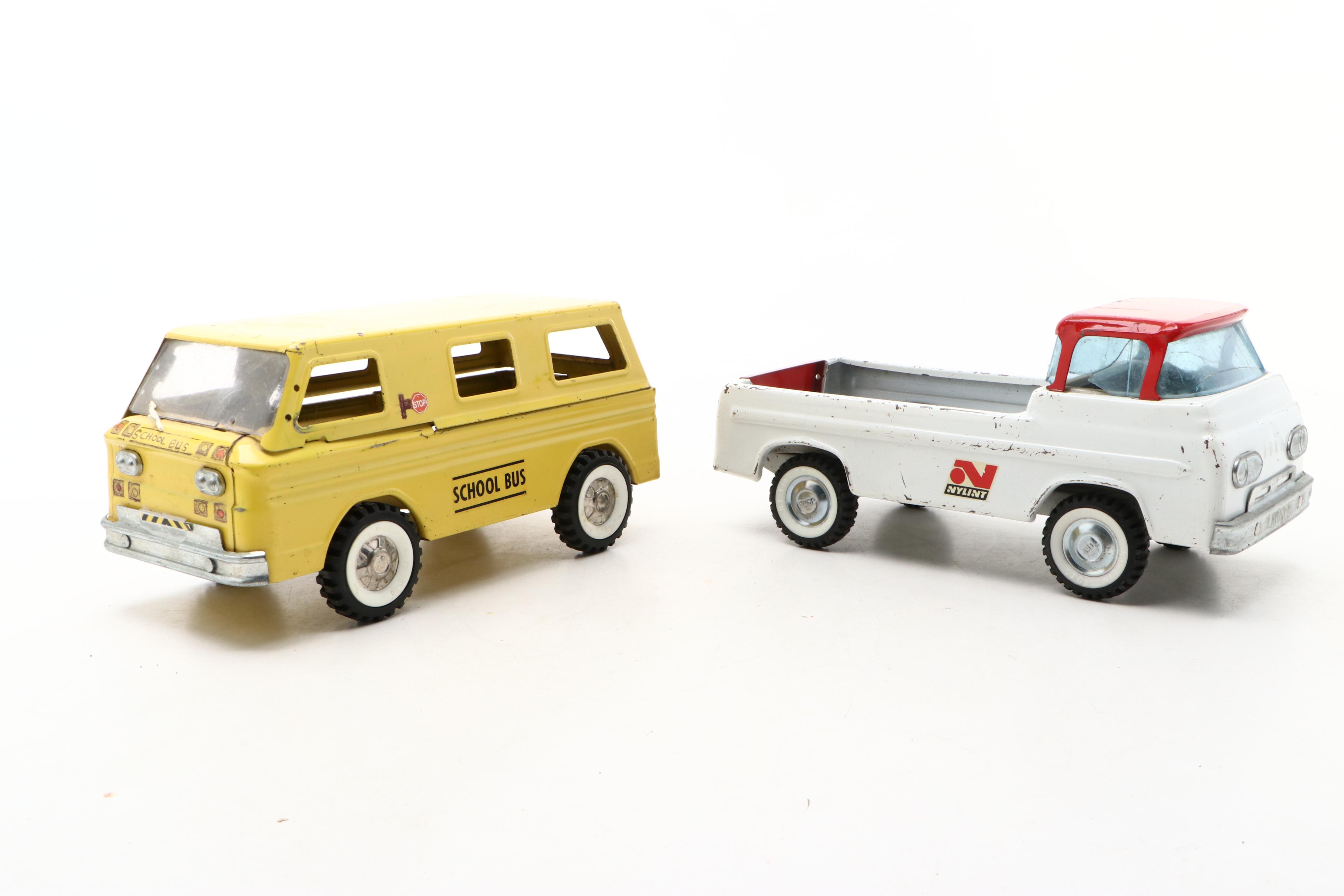 Nylint Pressed Steel Ford Econoline Truck with Structo School Bus