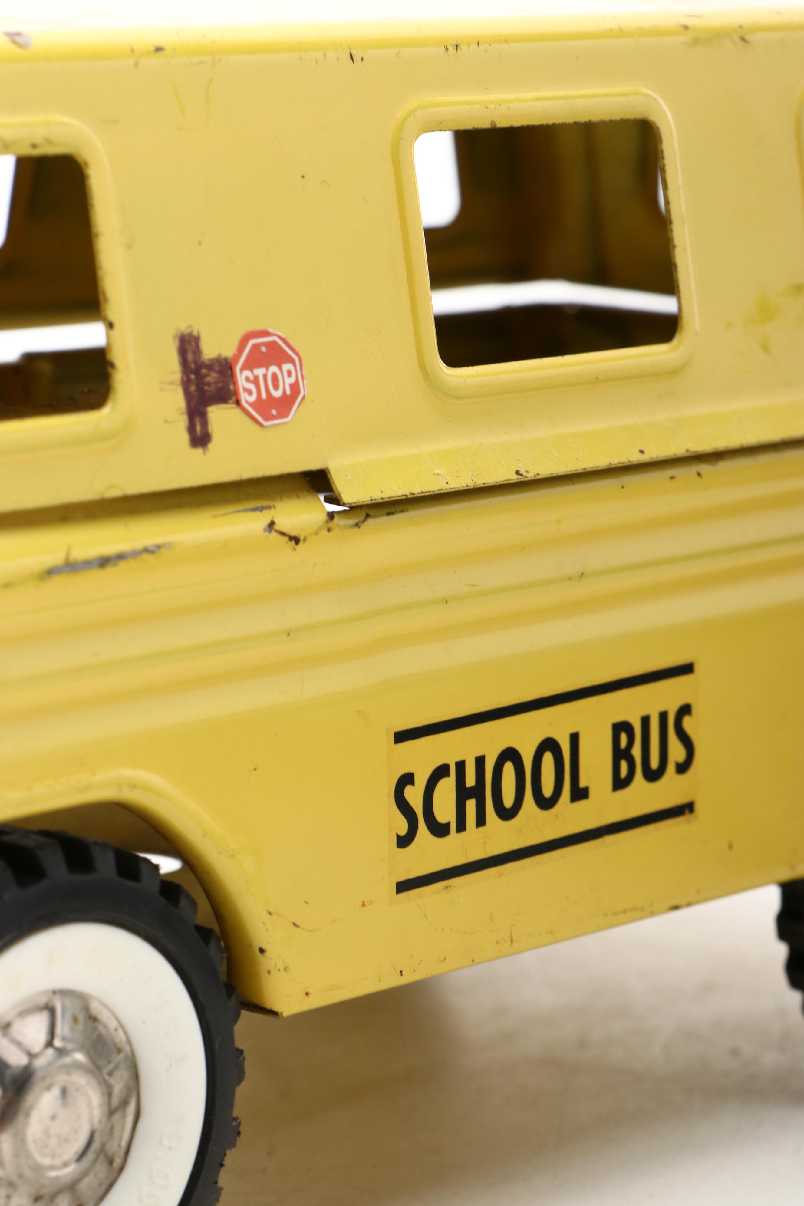 Nylint Pressed Steel Ford Econoline Truck with Structo School Bus