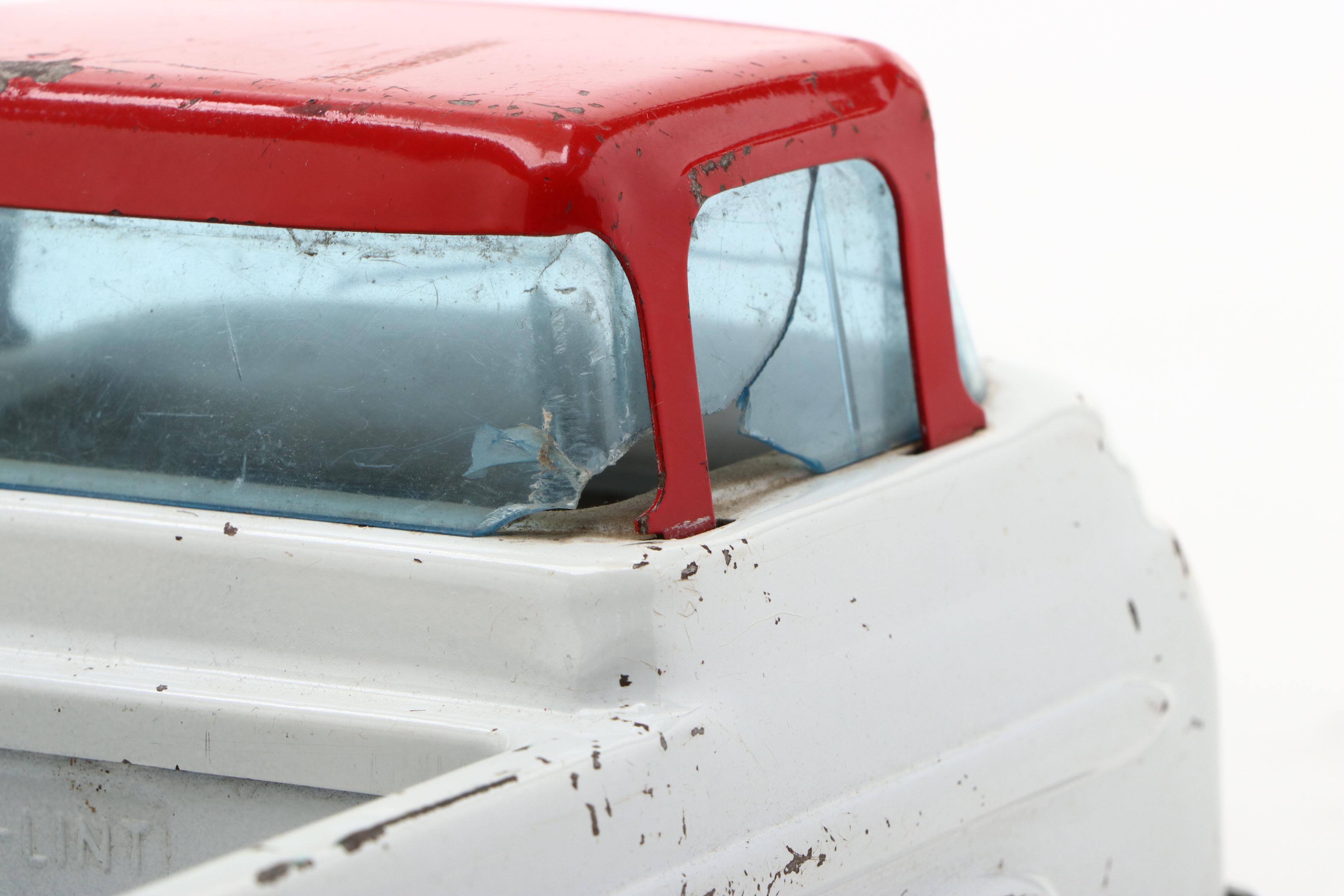 Nylint Pressed Steel Ford Econoline Truck with Structo School Bus