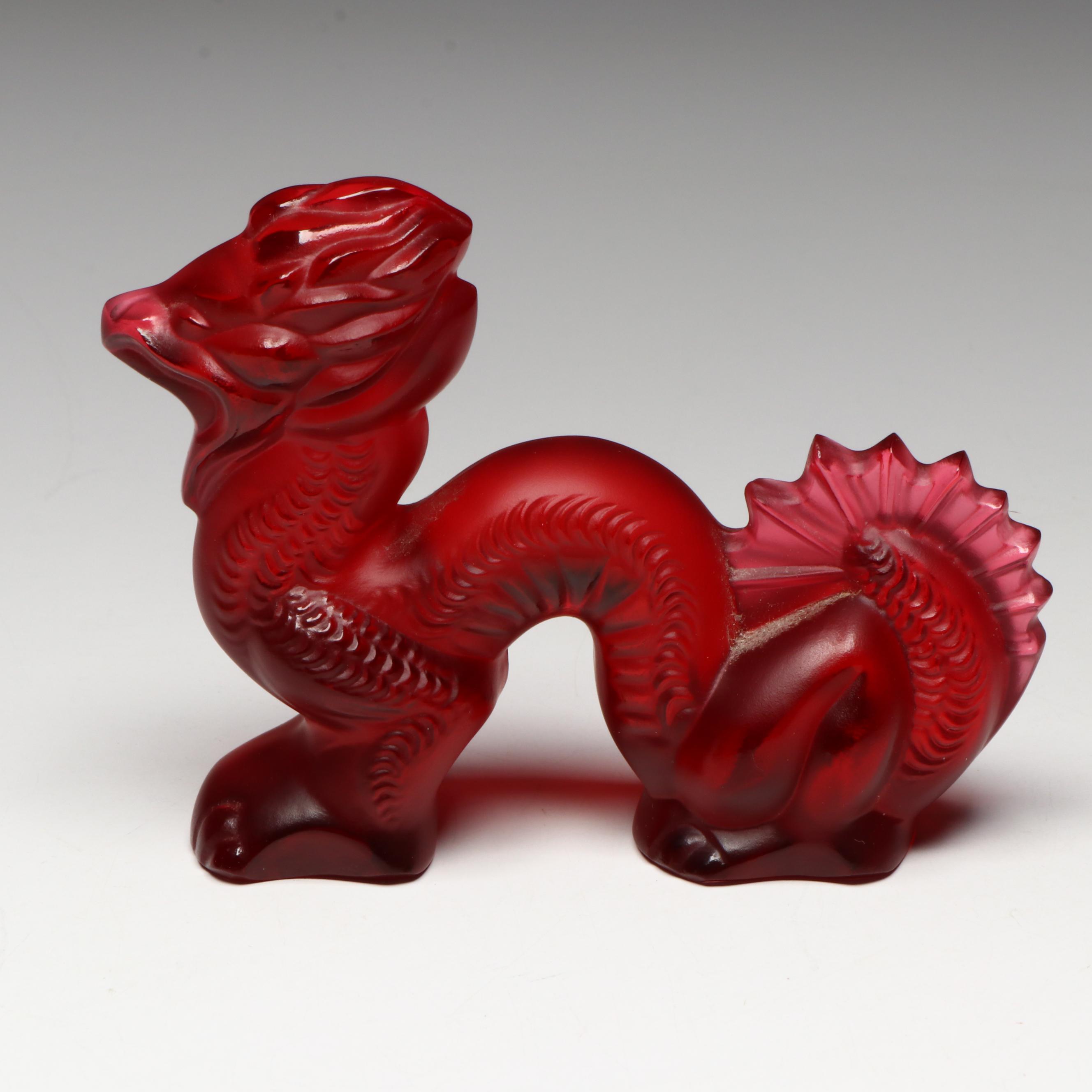 Lalique "Dragon" Red Crystal Figurine