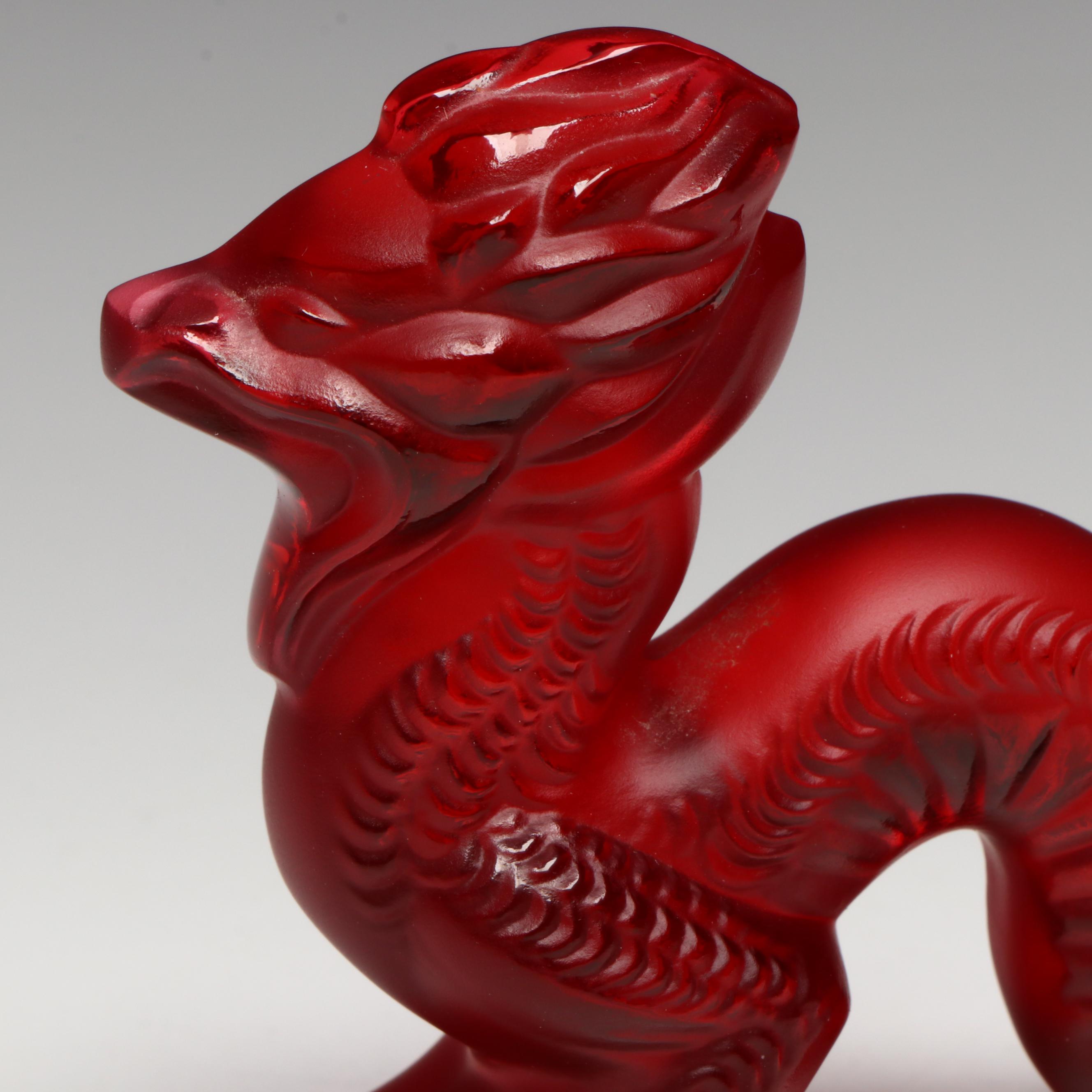 Lalique "Dragon" Red Crystal Figurine