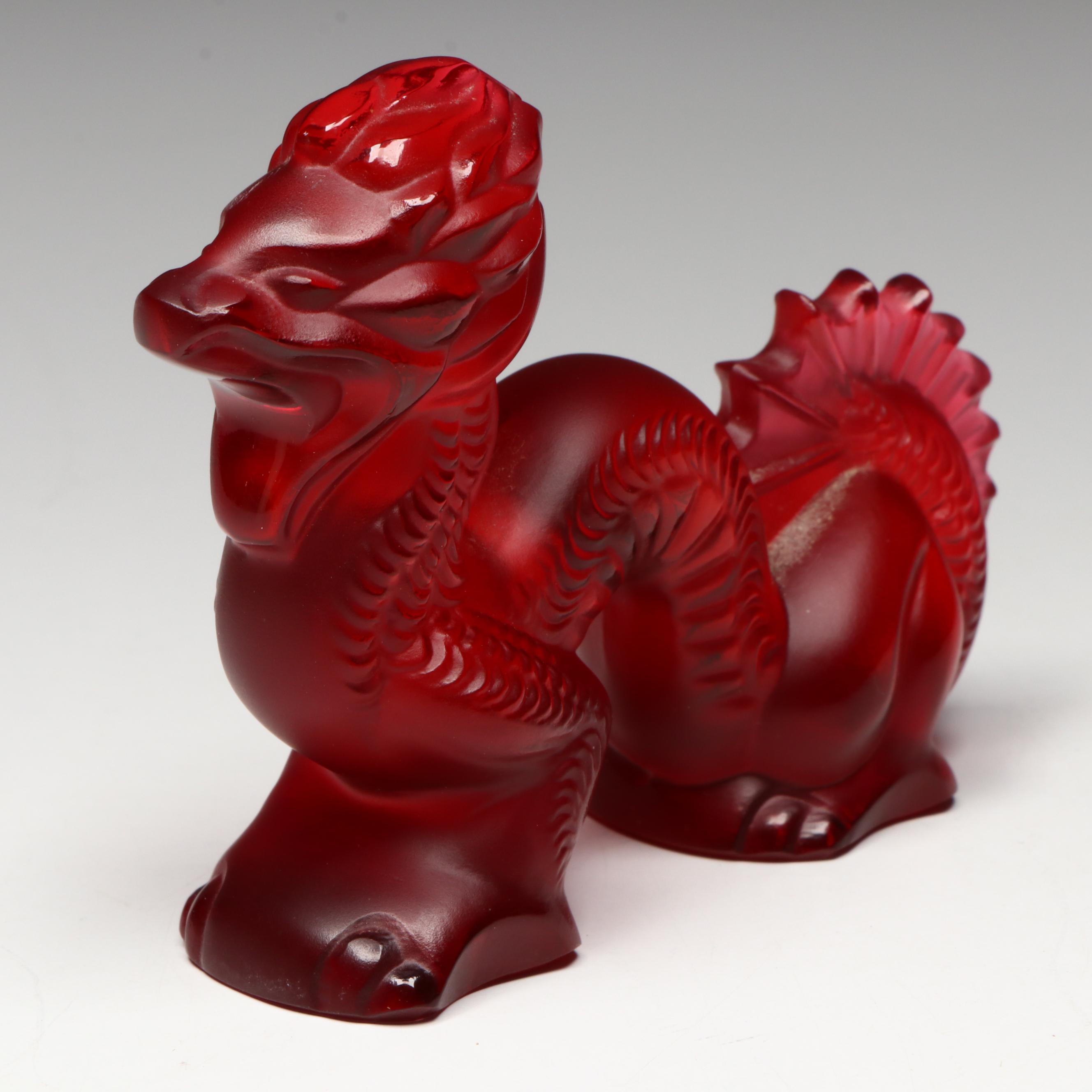 Lalique "Dragon" Red Crystal Figurine