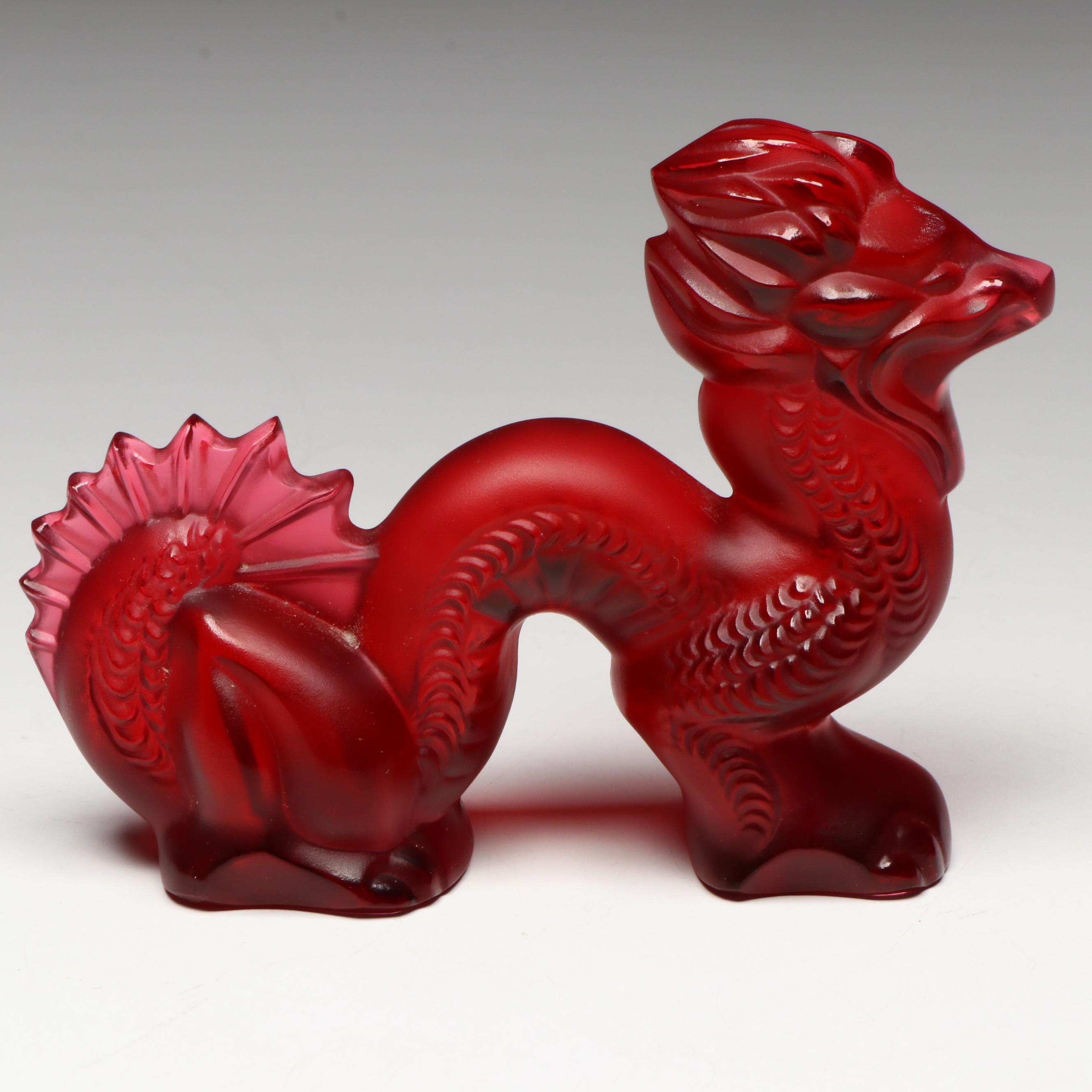 Lalique "Dragon" Red Crystal Figurine