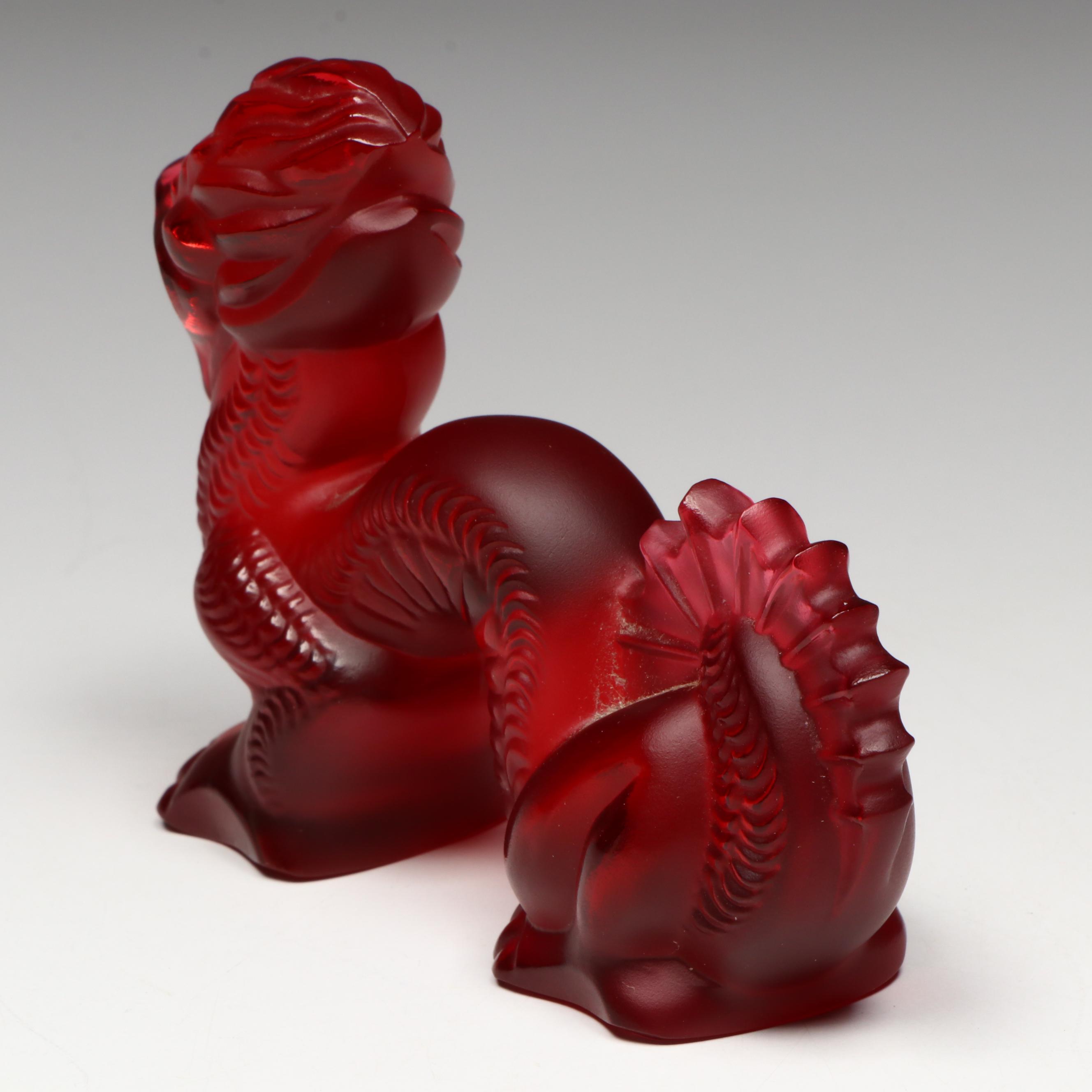 Lalique "Dragon" Red Crystal Figurine