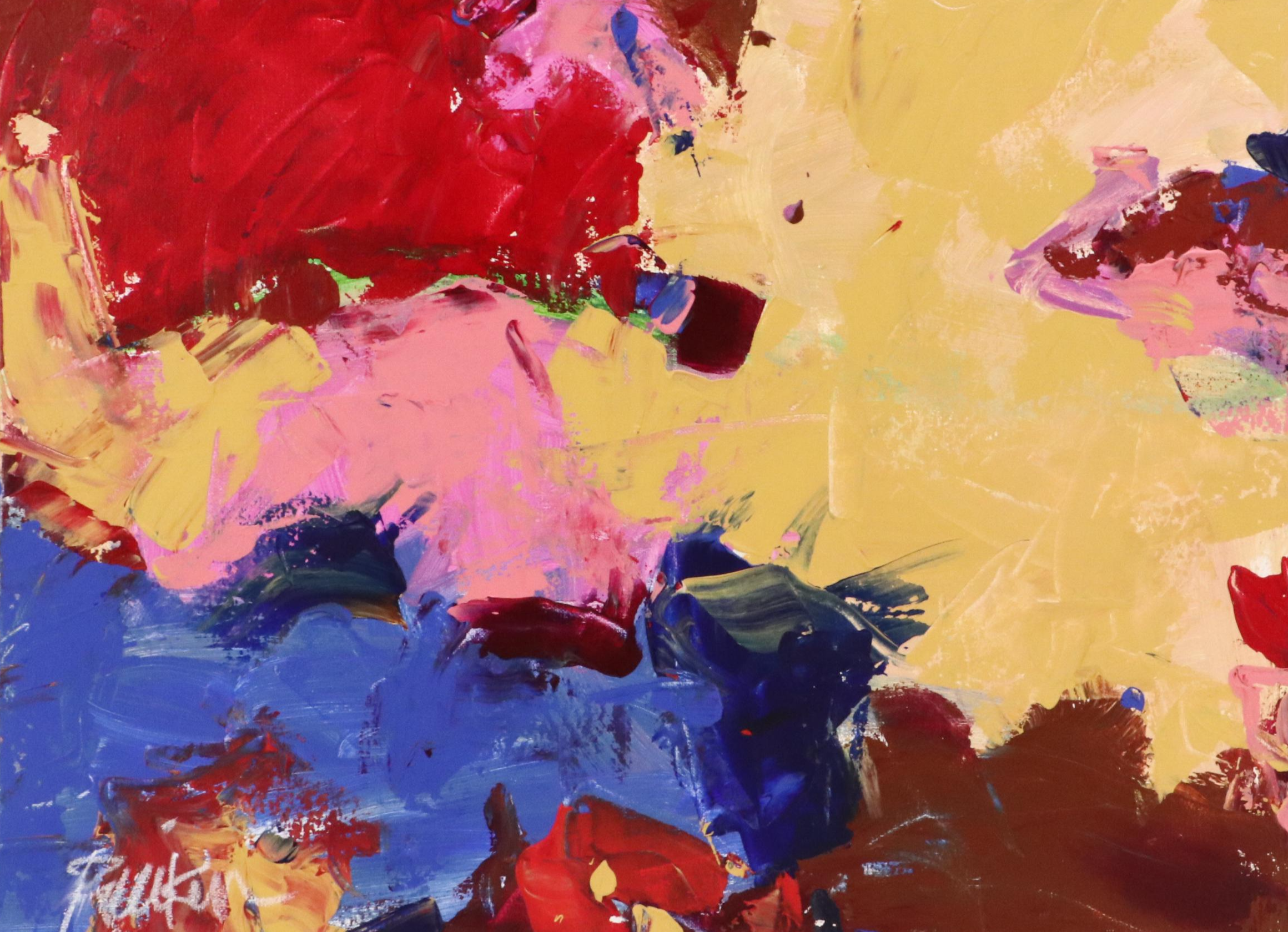 Robbie Kemper Abstract Acrylic Painting "Ochre Cliff," 21st Century