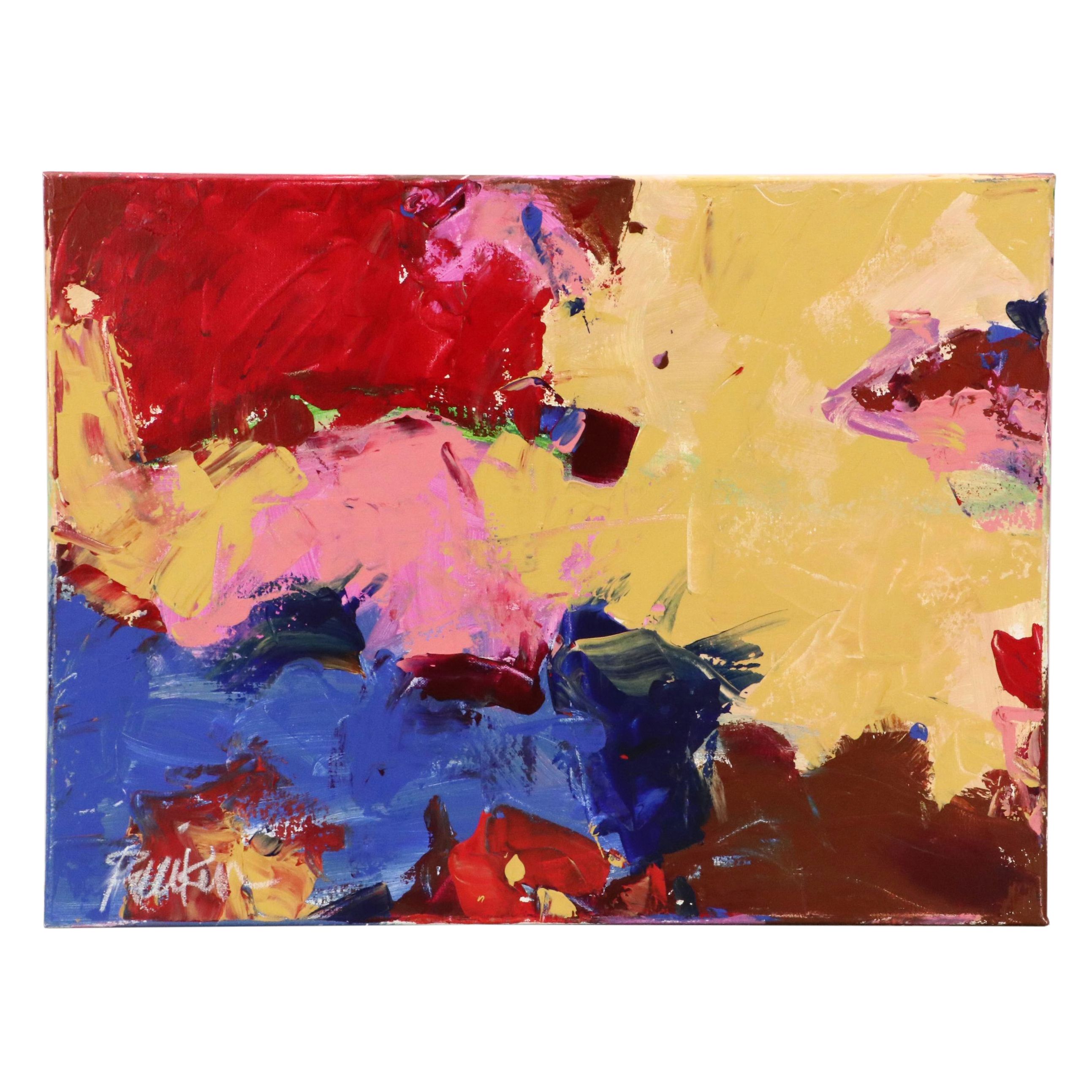 Robbie Kemper Abstract Acrylic Painting "Ochre Cliff," 21st Century