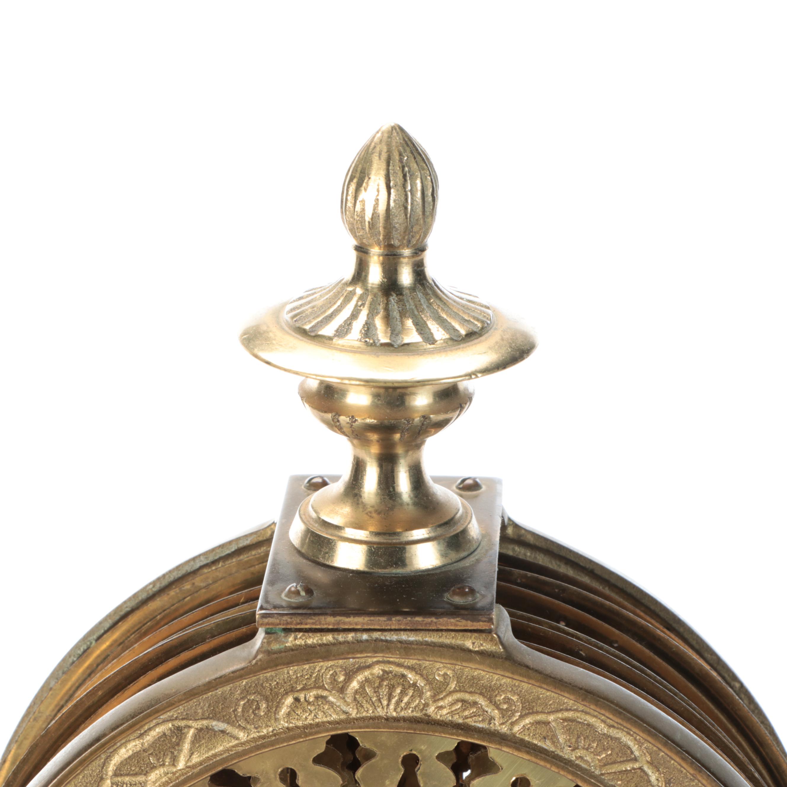 Victorian Egyptian Revival Brass Peacock Fan Fireplace Screen