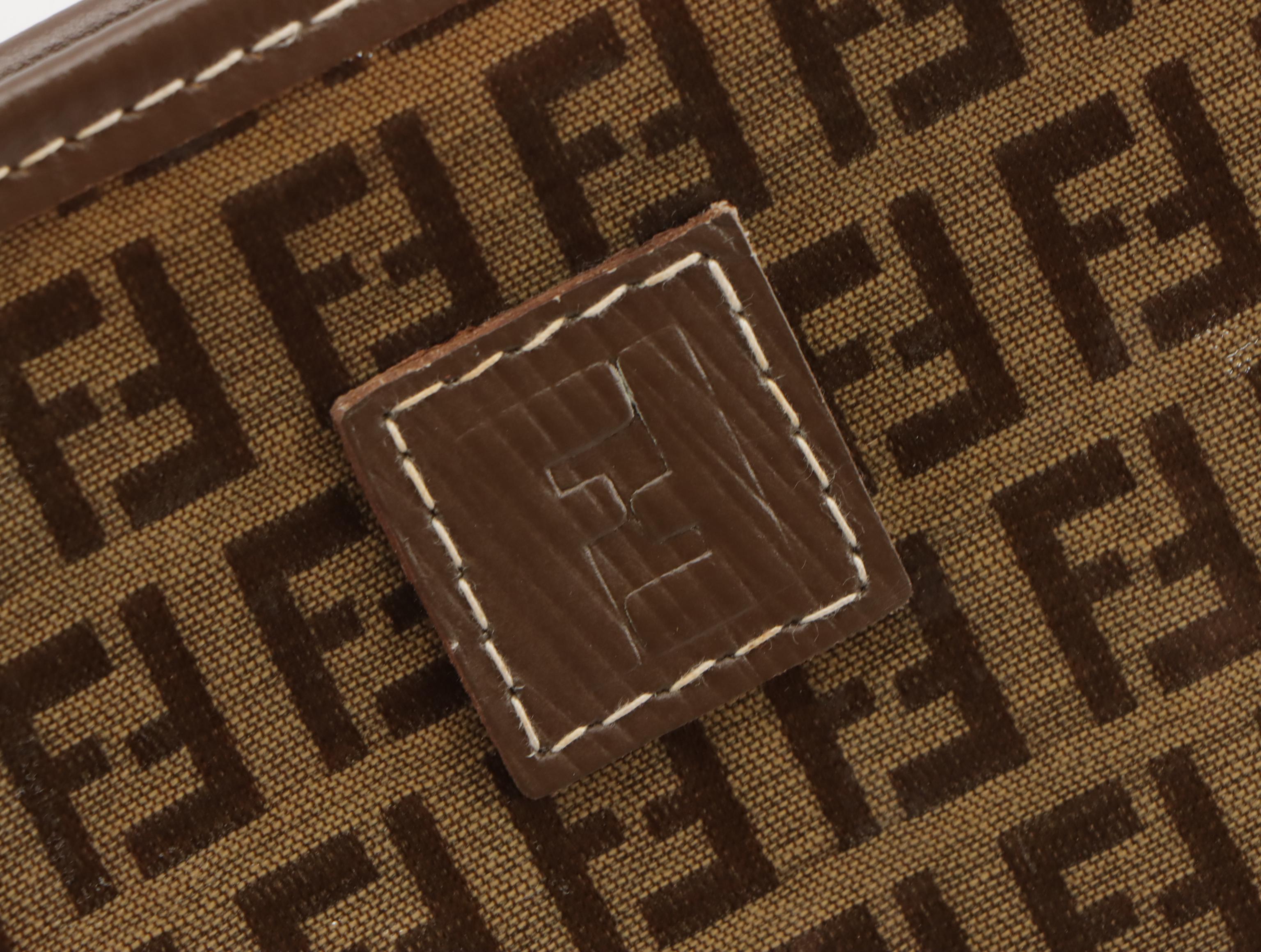 Fendi Cosmetic Zip Pouch in Zucchino Coated Canvas