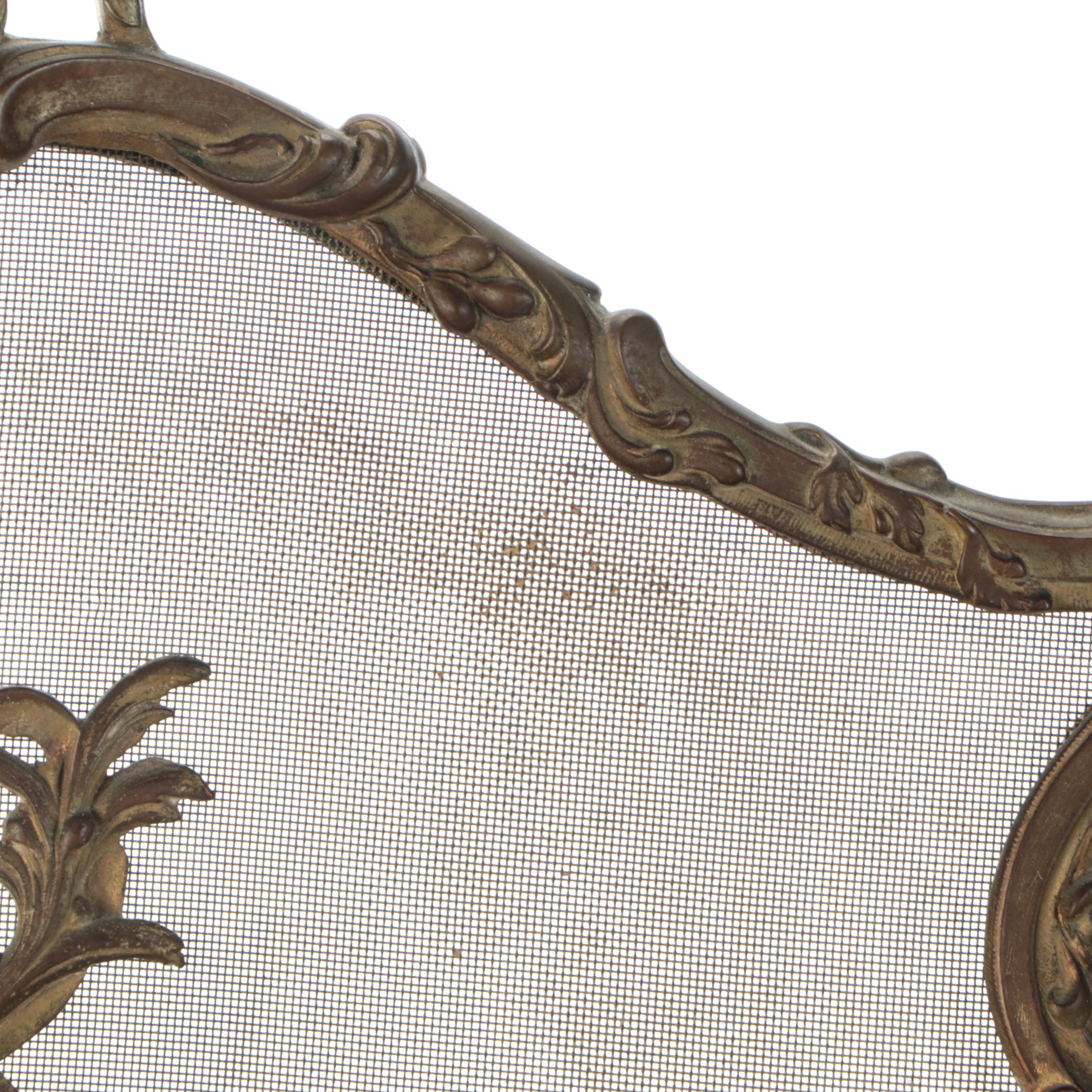 Continental Victorian Rococo Revival Gilt Brass Fireplace Screen