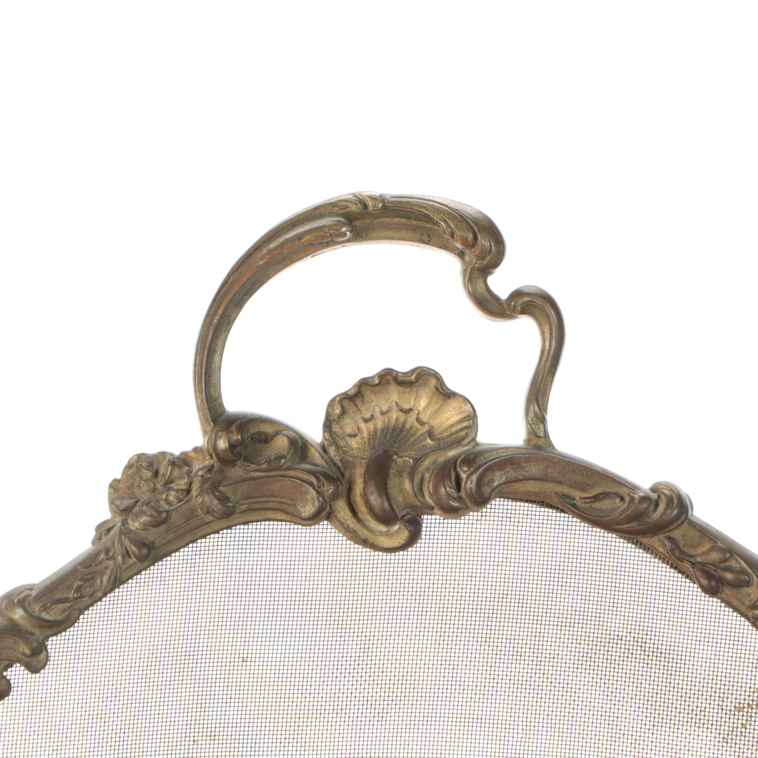 Continental Victorian Rococo Revival Gilt Brass Fireplace Screen