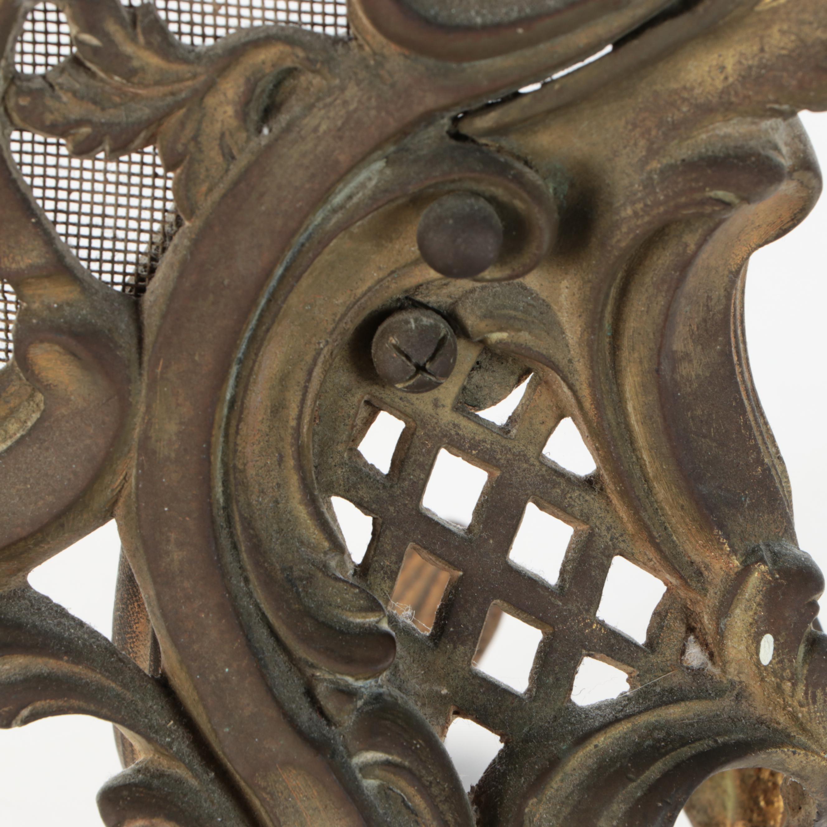 Continental Victorian Rococo Revival Gilt Brass Fireplace Screen