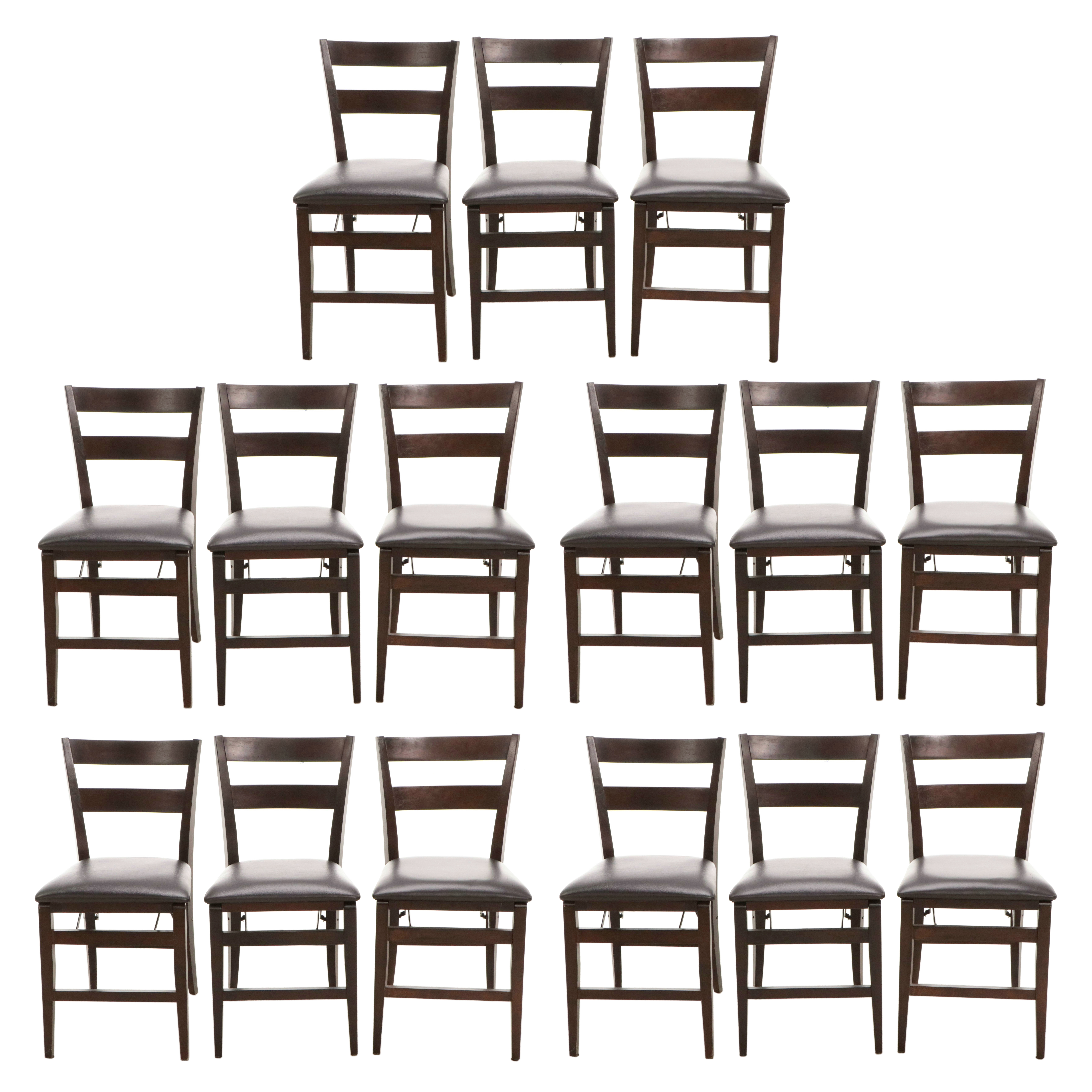 Linon Home Decor Folding Wood Chairs with Faux Leather Seats, Set of Fifteen
