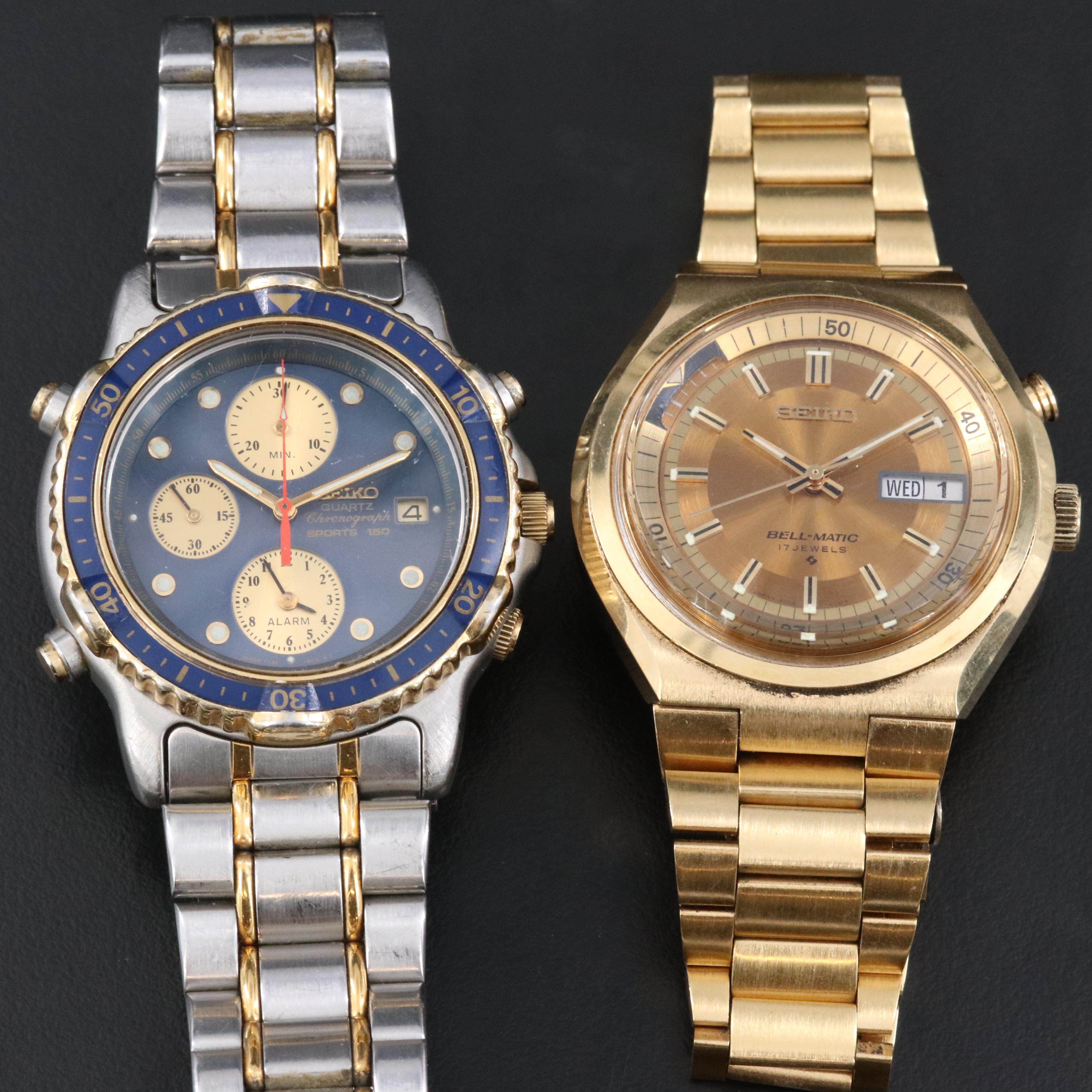Seiko Quartz Chronograph Sport 150 and Seiko Bell-Matic Stem Wind Watches