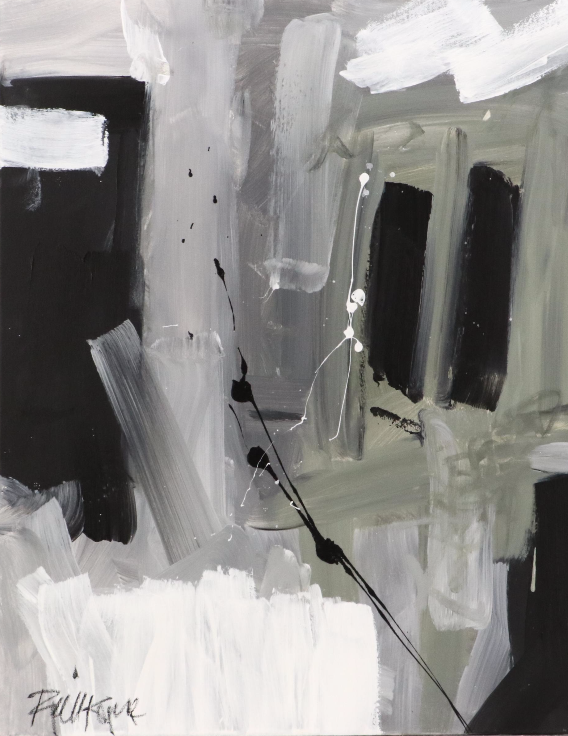 Robbie Kemper Abstract Acrylic Painting "Grayscale," 21st Century