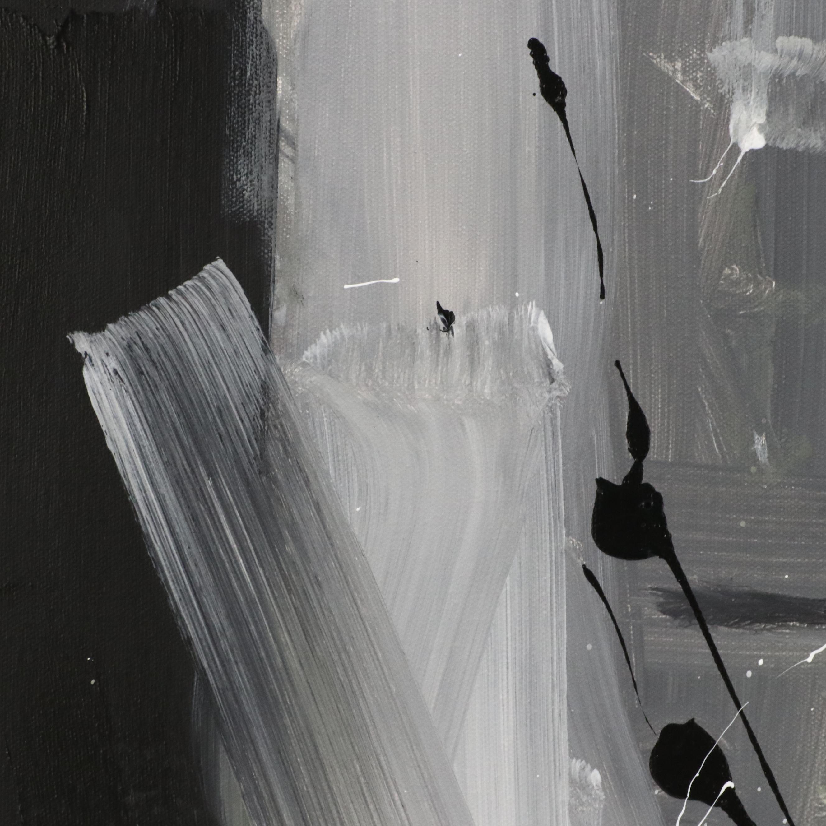 Robbie Kemper Abstract Acrylic Painting "Grayscale," 21st Century