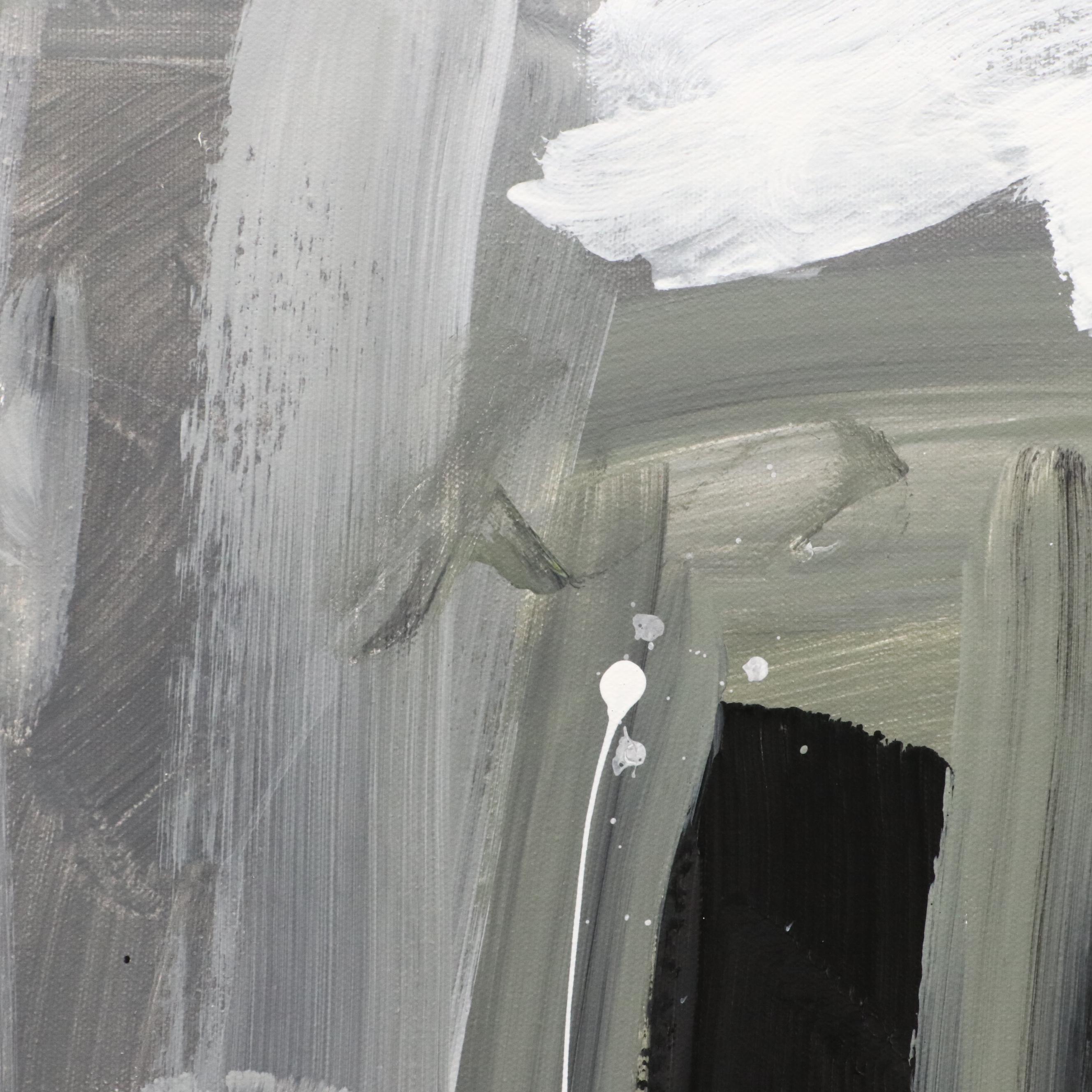 Robbie Kemper Abstract Acrylic Painting "Grayscale," 21st Century