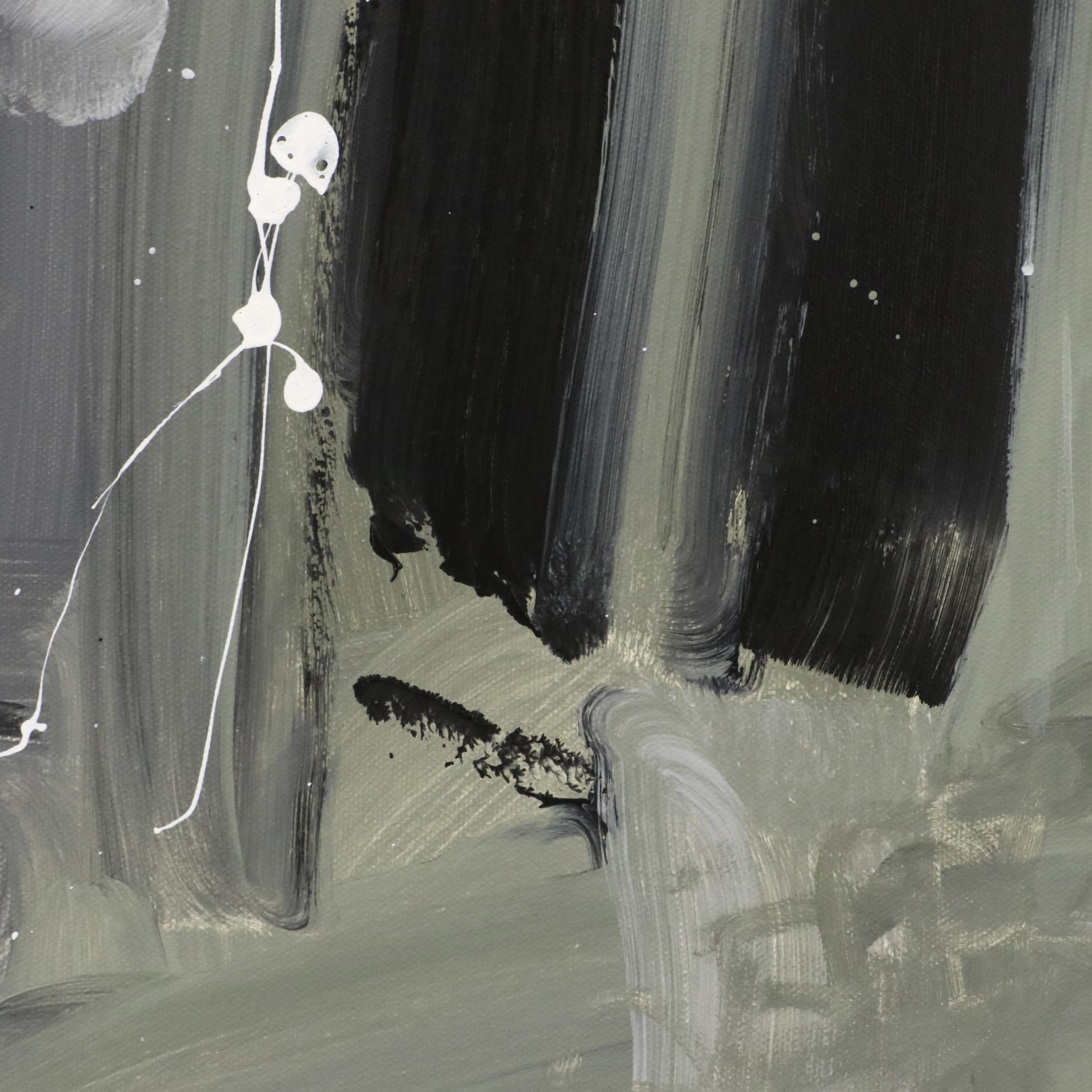 Robbie Kemper Abstract Acrylic Painting "Grayscale," 21st Century