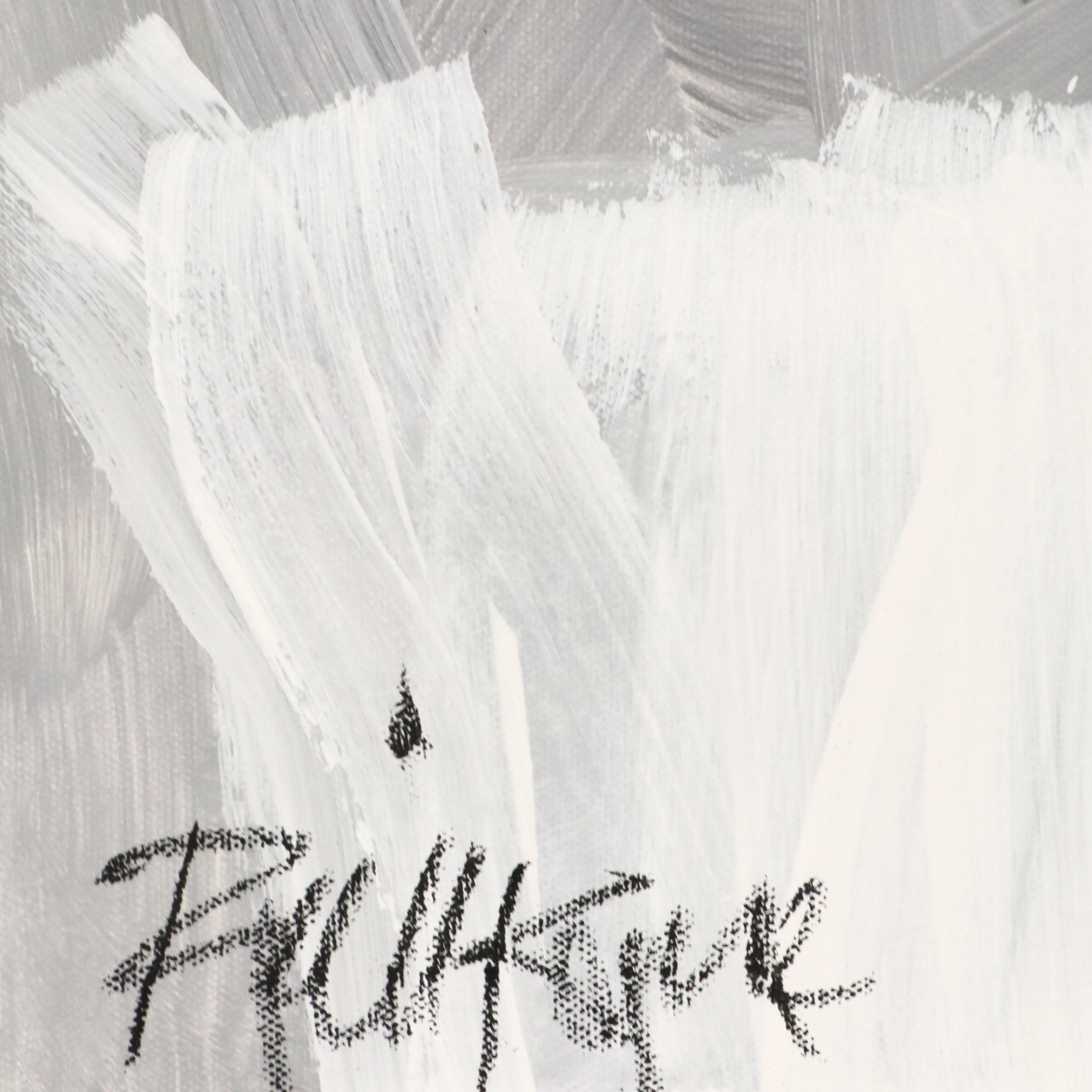 Robbie Kemper Abstract Acrylic Painting "Grayscale," 21st Century