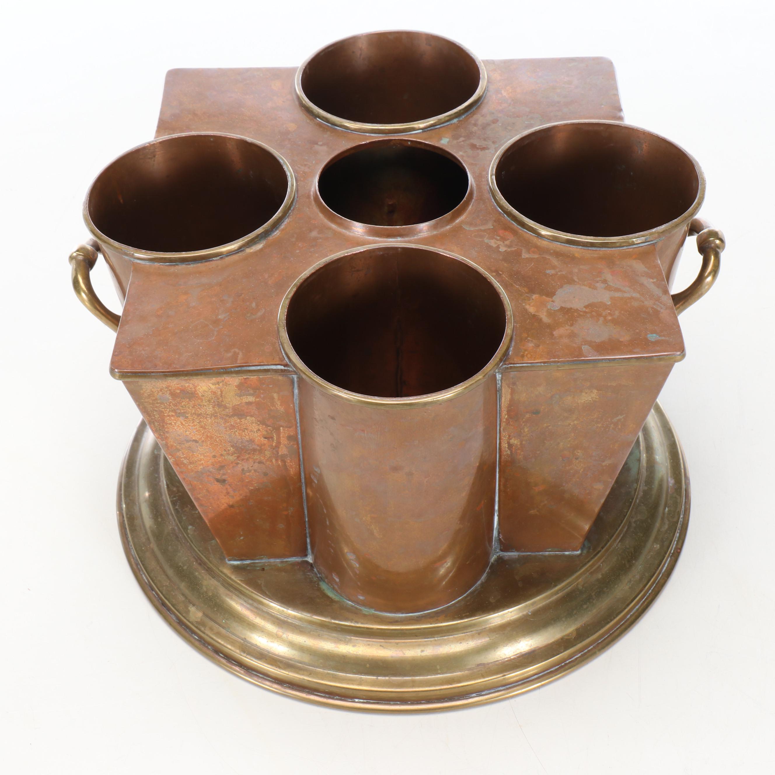 Art Deco Style Copper and Brass Wine Cooler