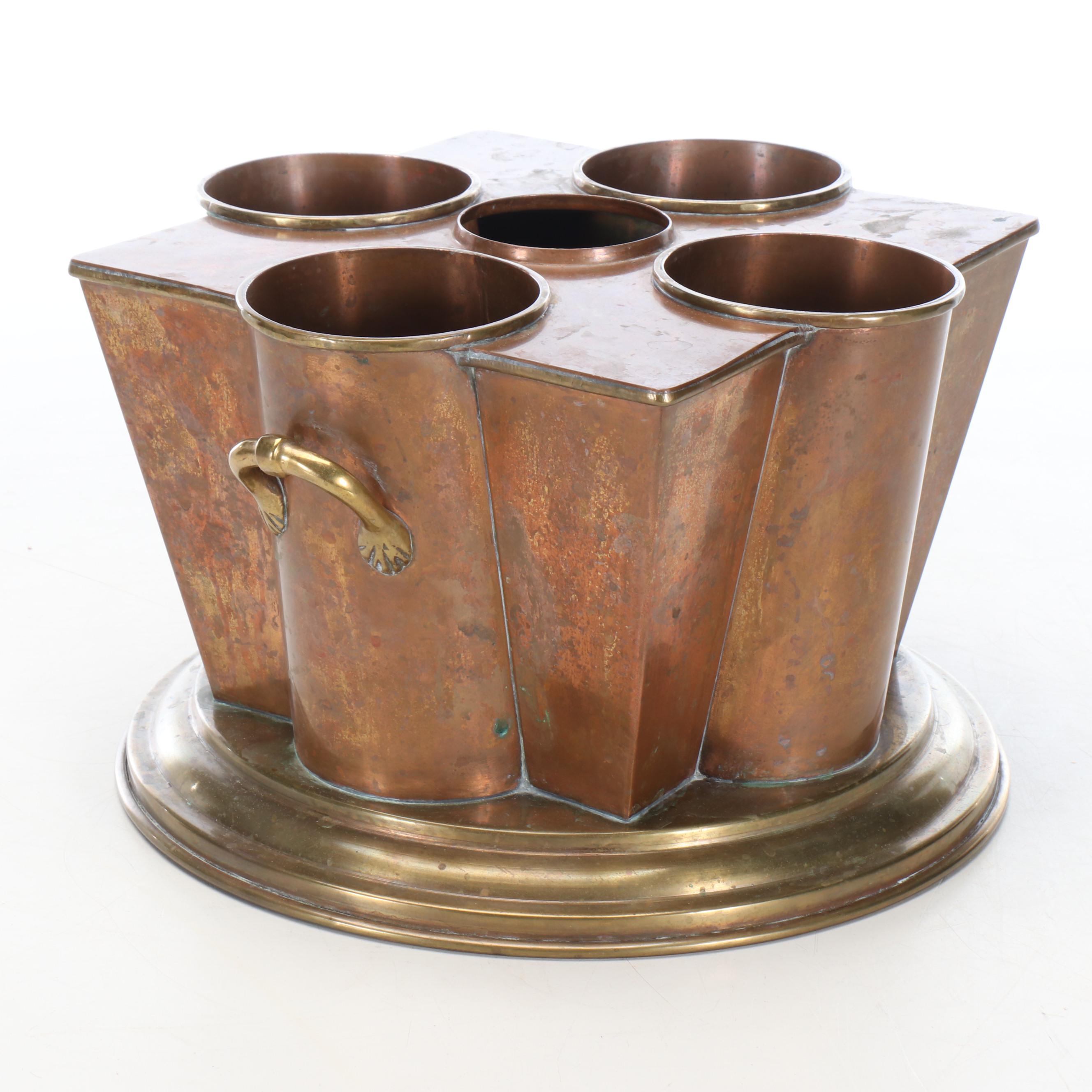 Art Deco Style Copper and Brass Wine Cooler