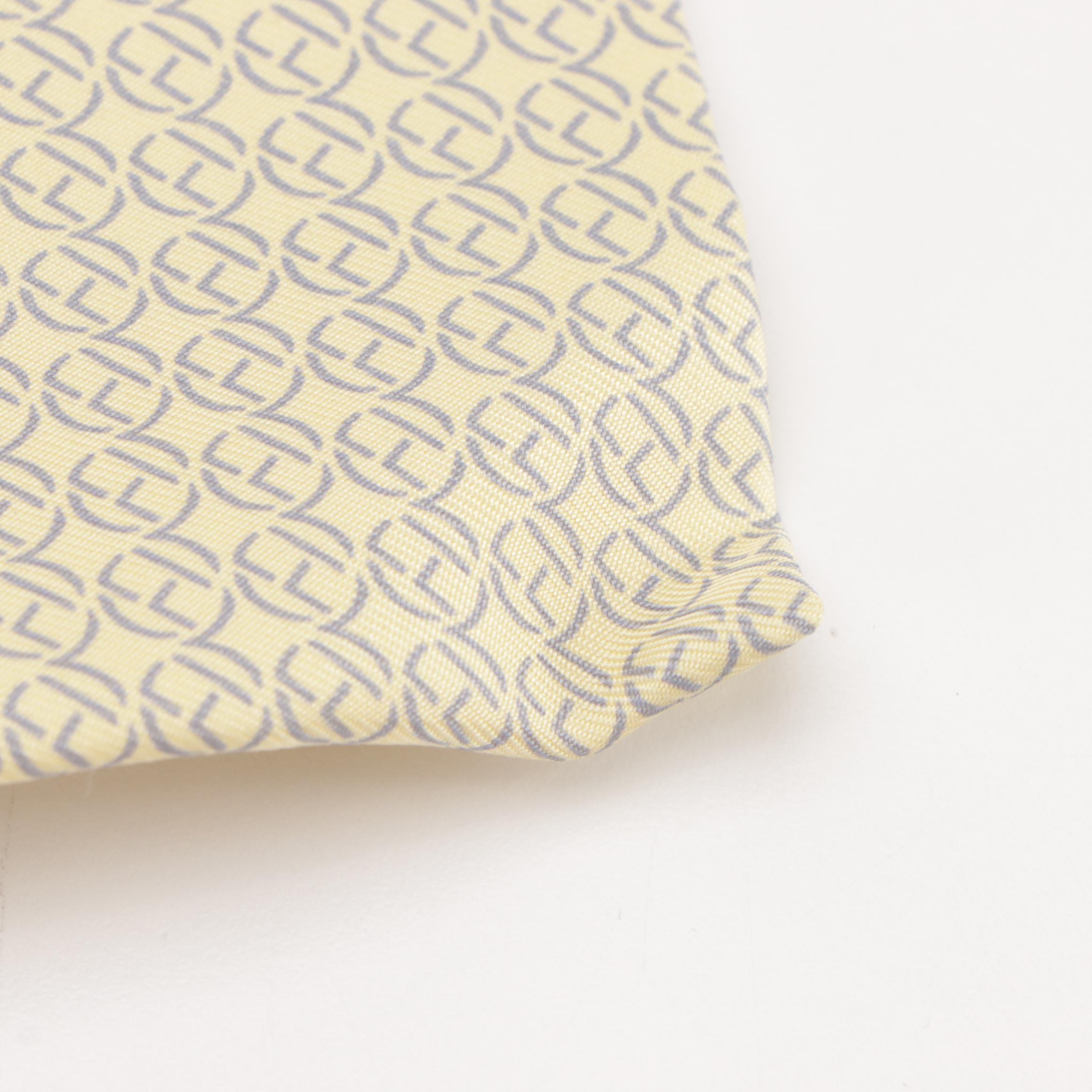 Hermès Circle H Pattern Tall Necktie in Silk Twill with Box