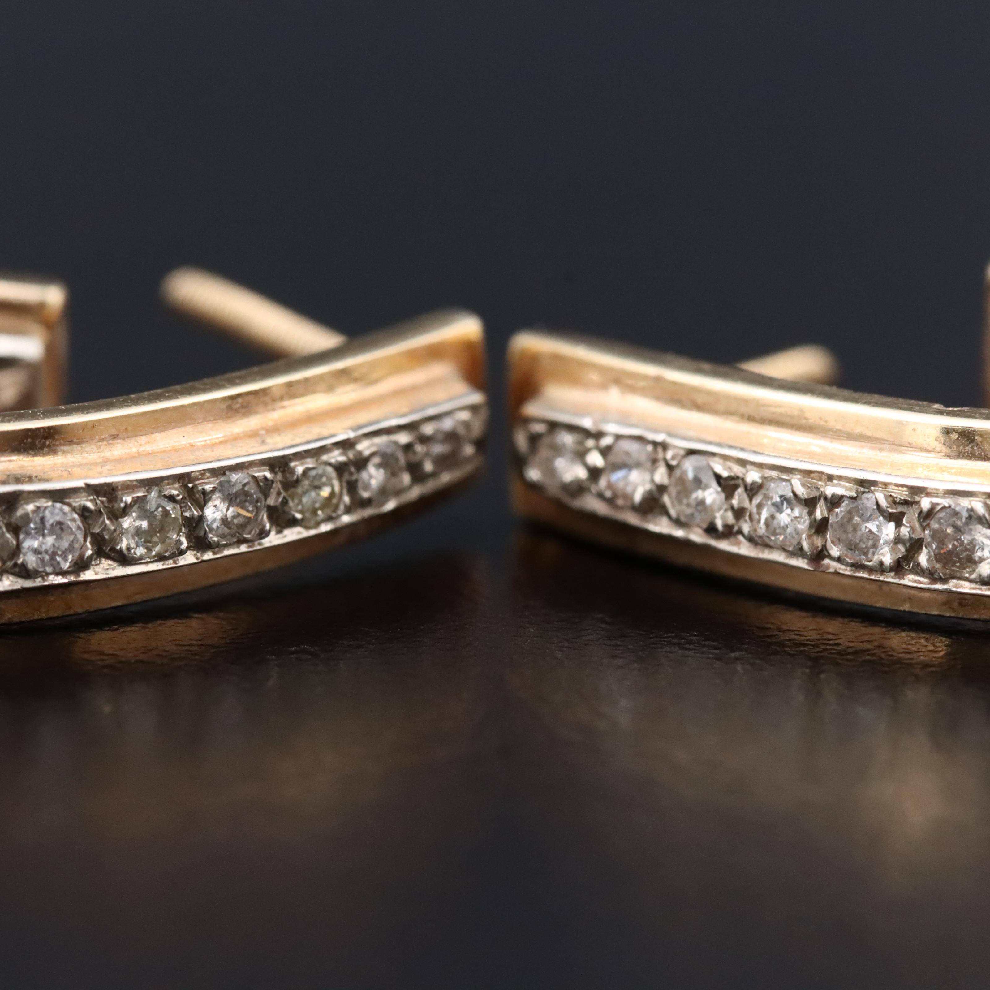 14K 0.63 CTW Diamond Inside-Outside J Hoop Earrings