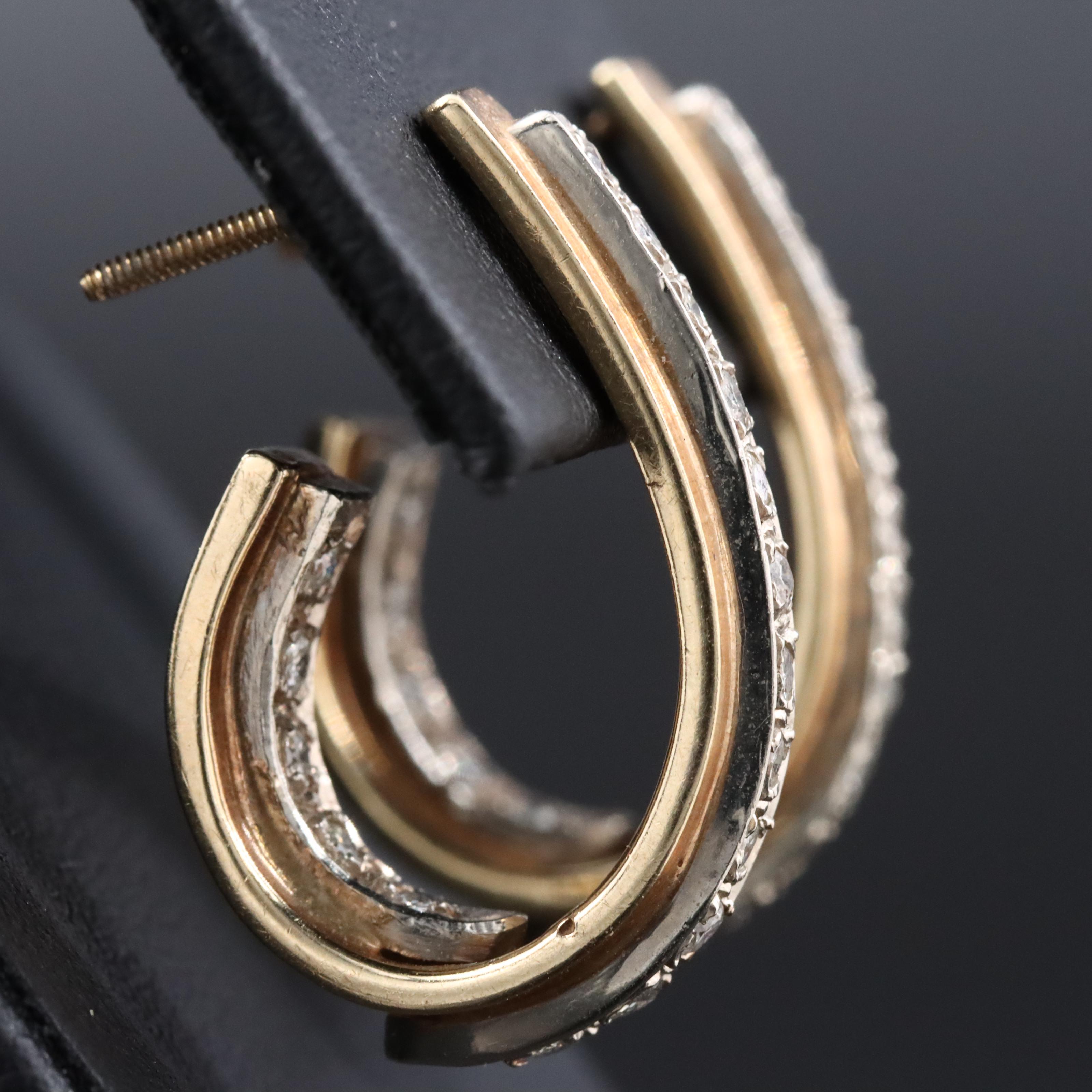 14K 0.63 CTW Diamond Inside-Outside J Hoop Earrings