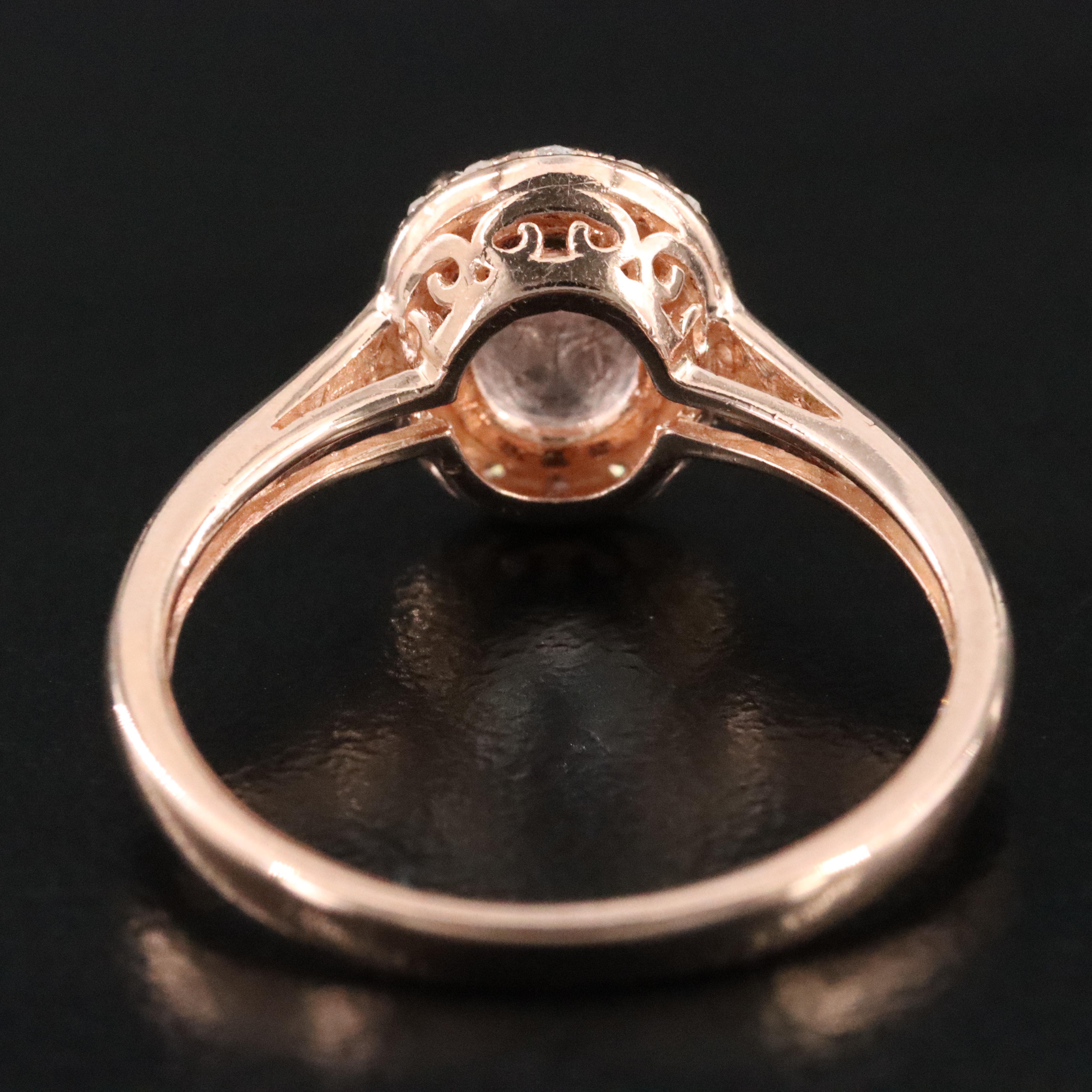 10K Rose Gold Morganite and Diamond Ring