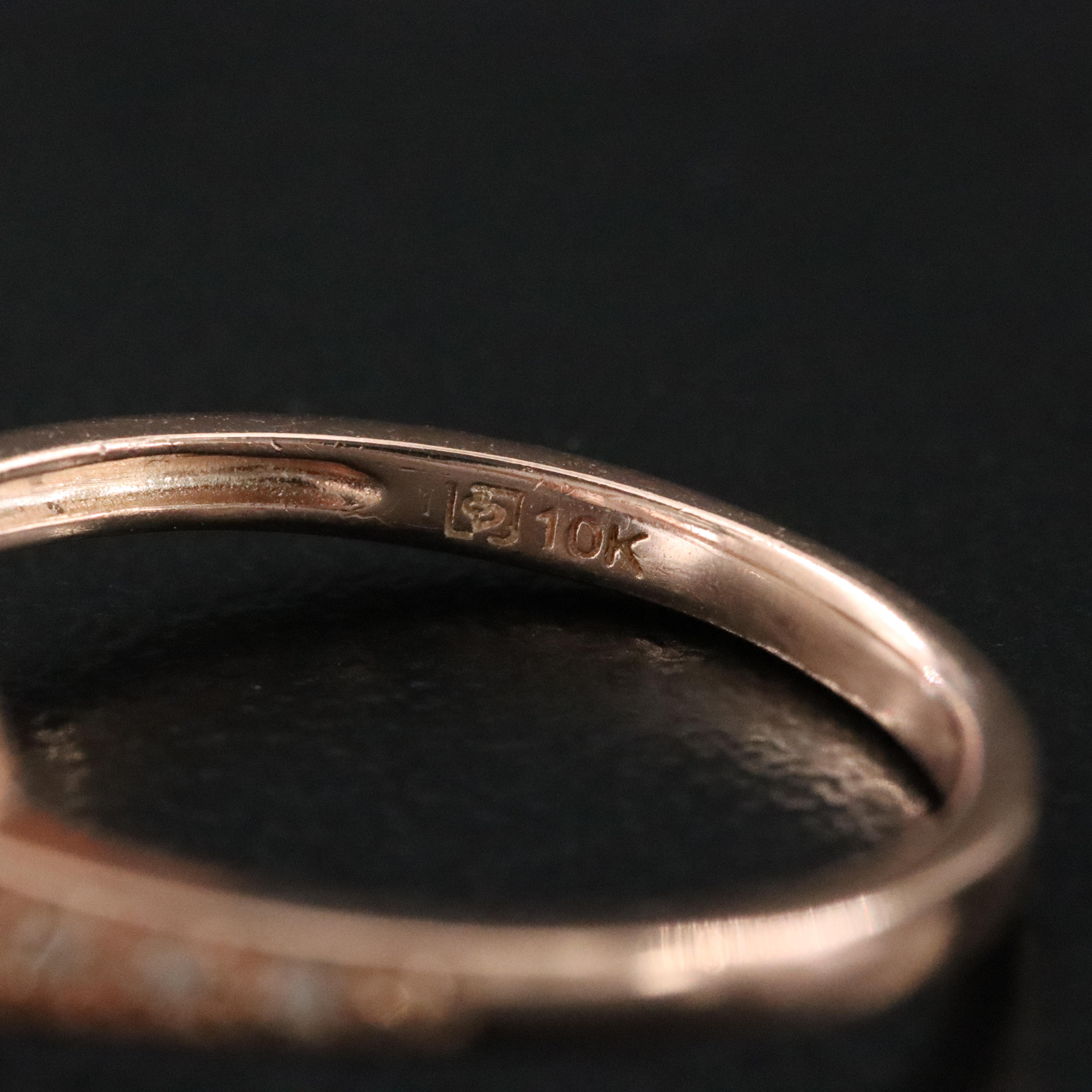 10K Rose Gold Morganite and Diamond Ring